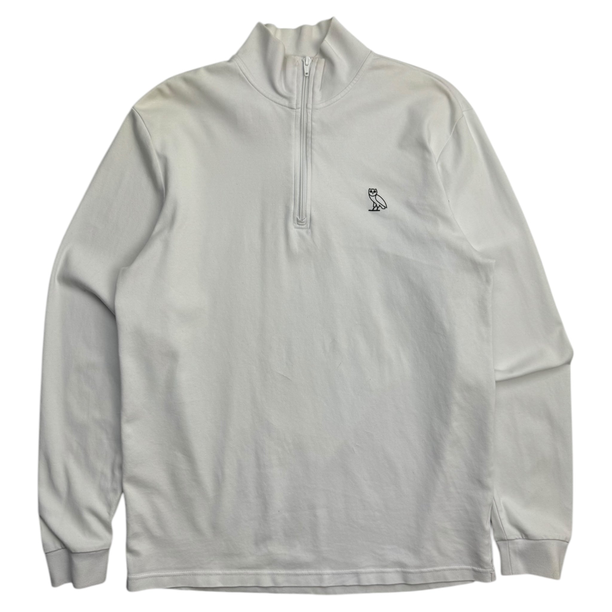 OVO Essential Owl Mock Neck Quarter Zip White