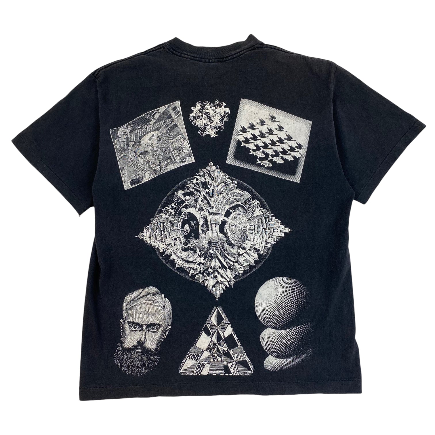 1991 M.C Escher All Over Print T-Shirt Black