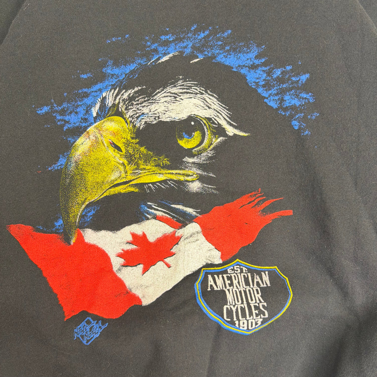 Vintage Harley Davidson Eagle Calgary Crewneck Black