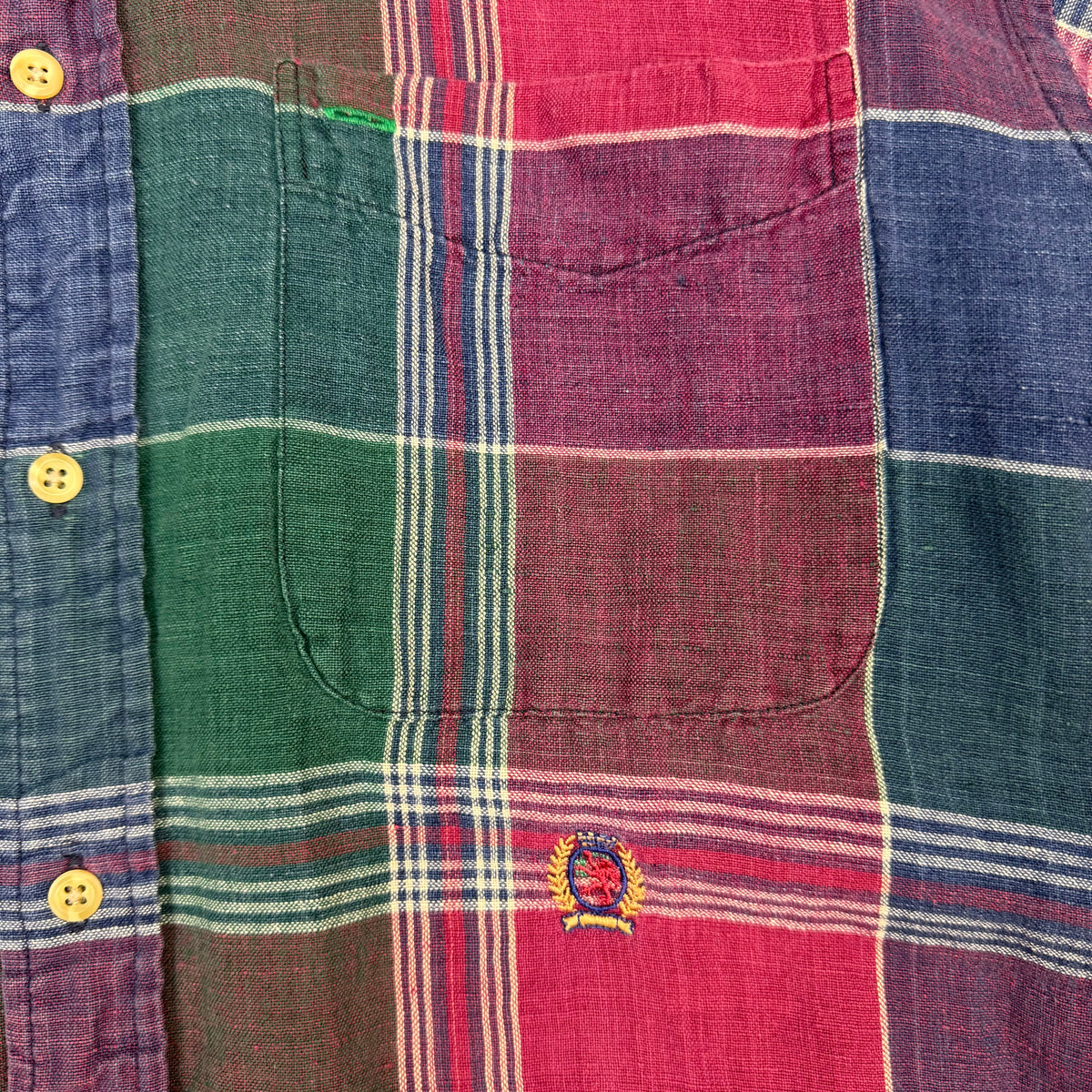 Vintage Tommy Hilfiger Plaid Button Up Green/Blue