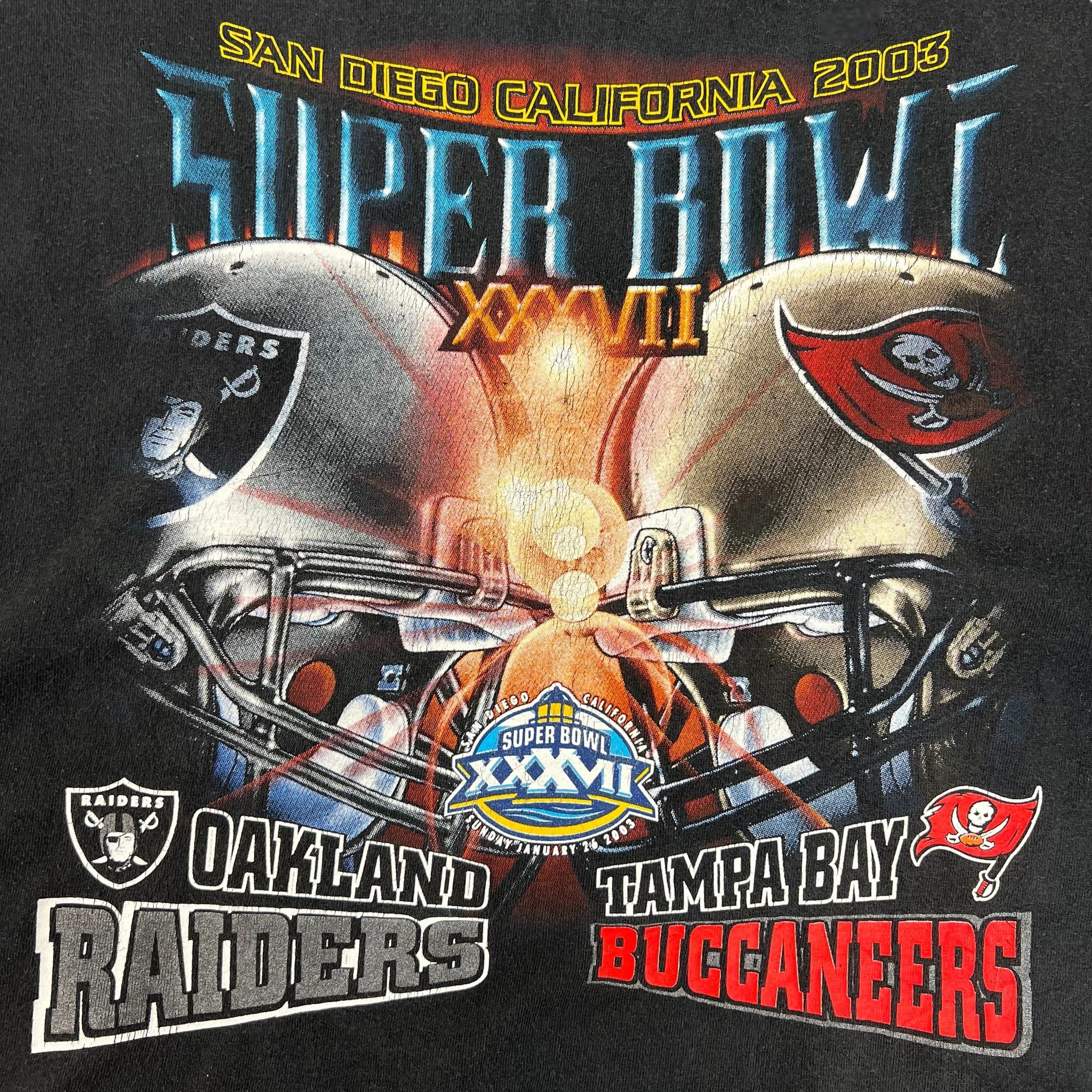 2003 Super Bowl Raiders VS Buccaneers Tee Black