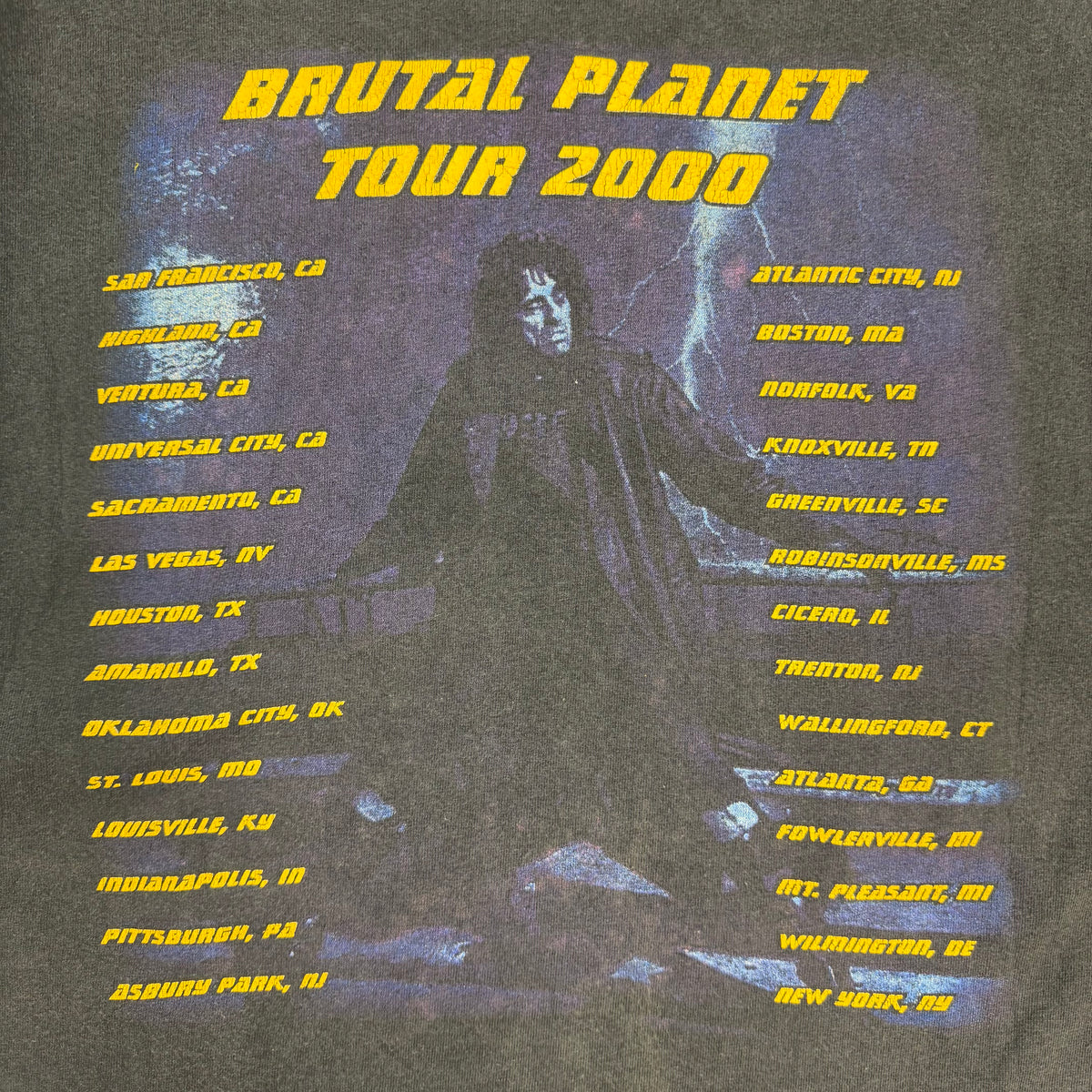 2000 Alice Cooper Brutal Planet Tour Tee Faded Black