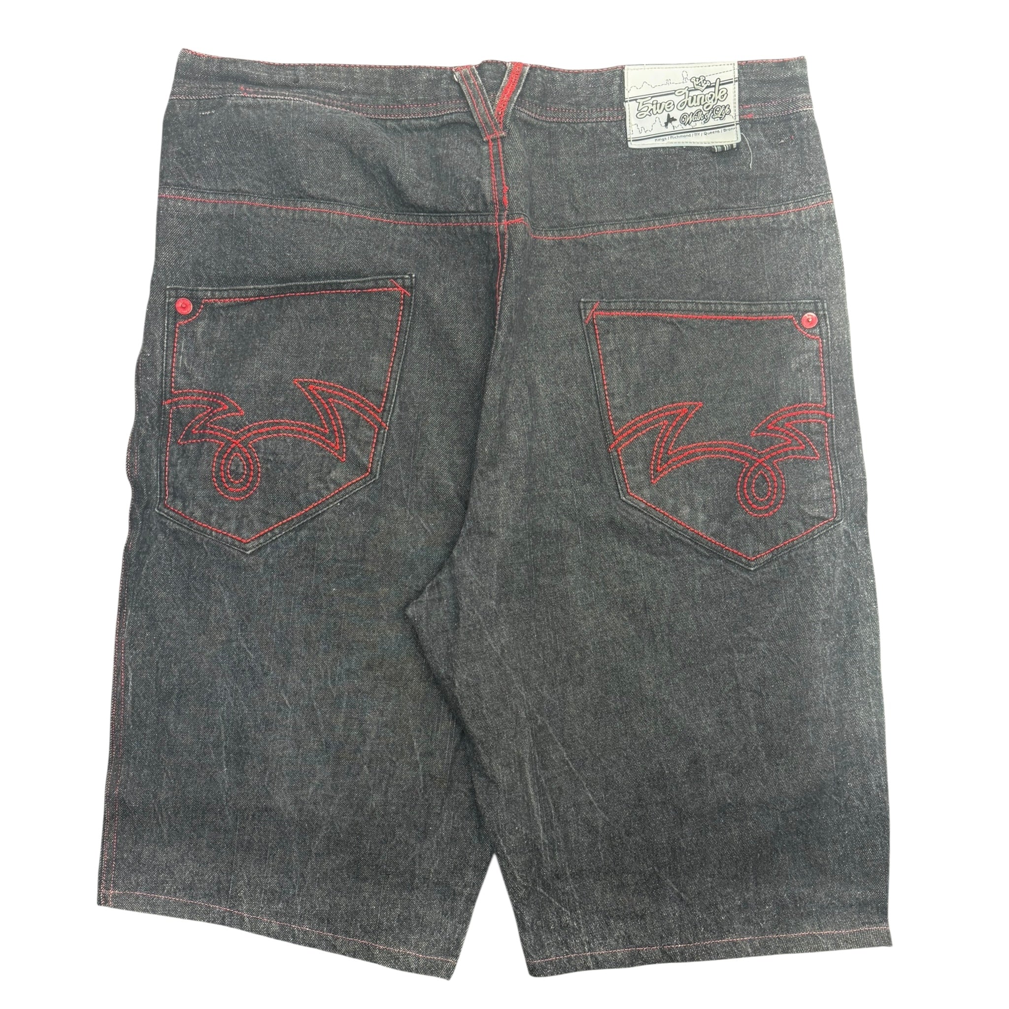 Y2K Contrast Stitching Embroidered Jorts