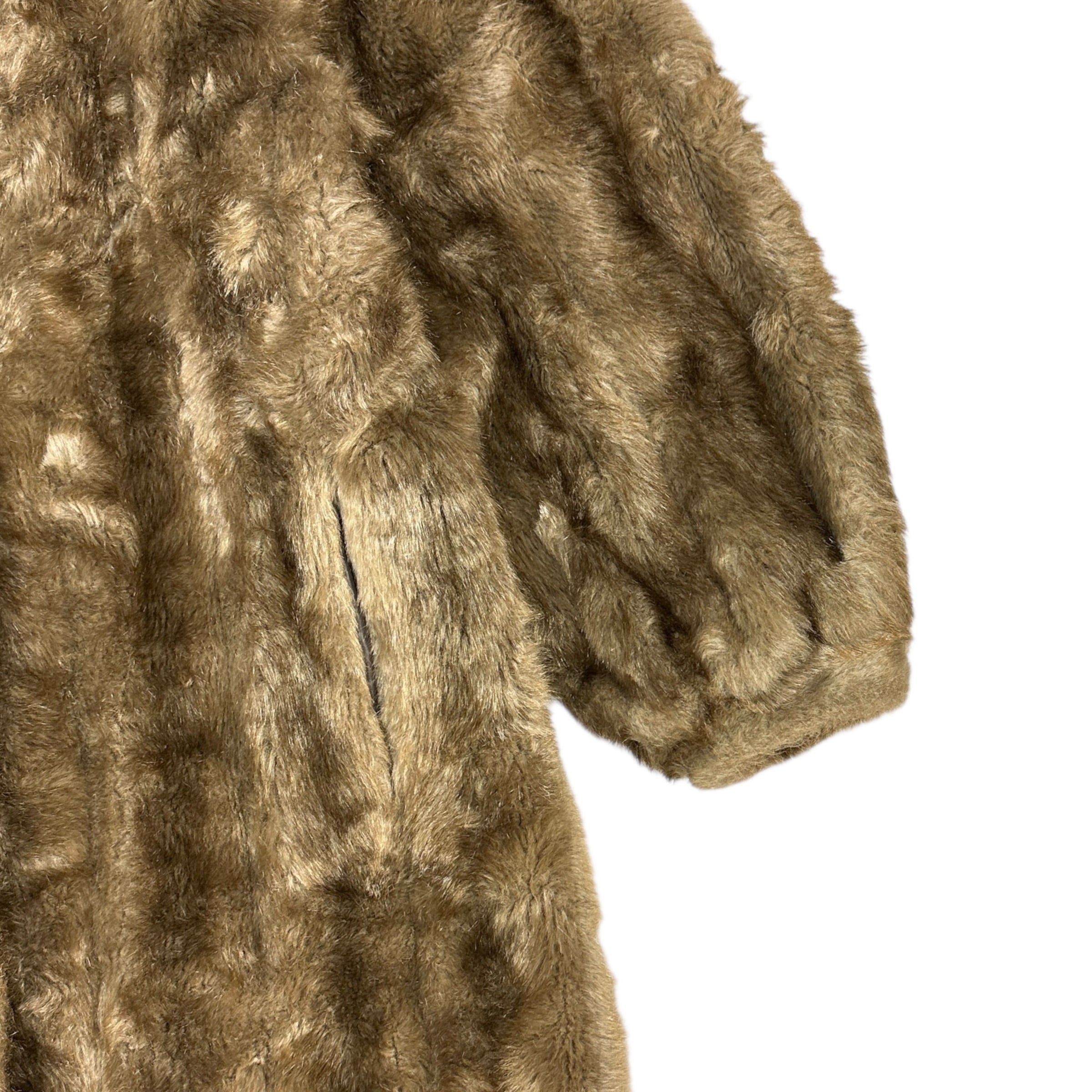 (W) Tradition Sears Faux Fur Teddy Coat Light Brown