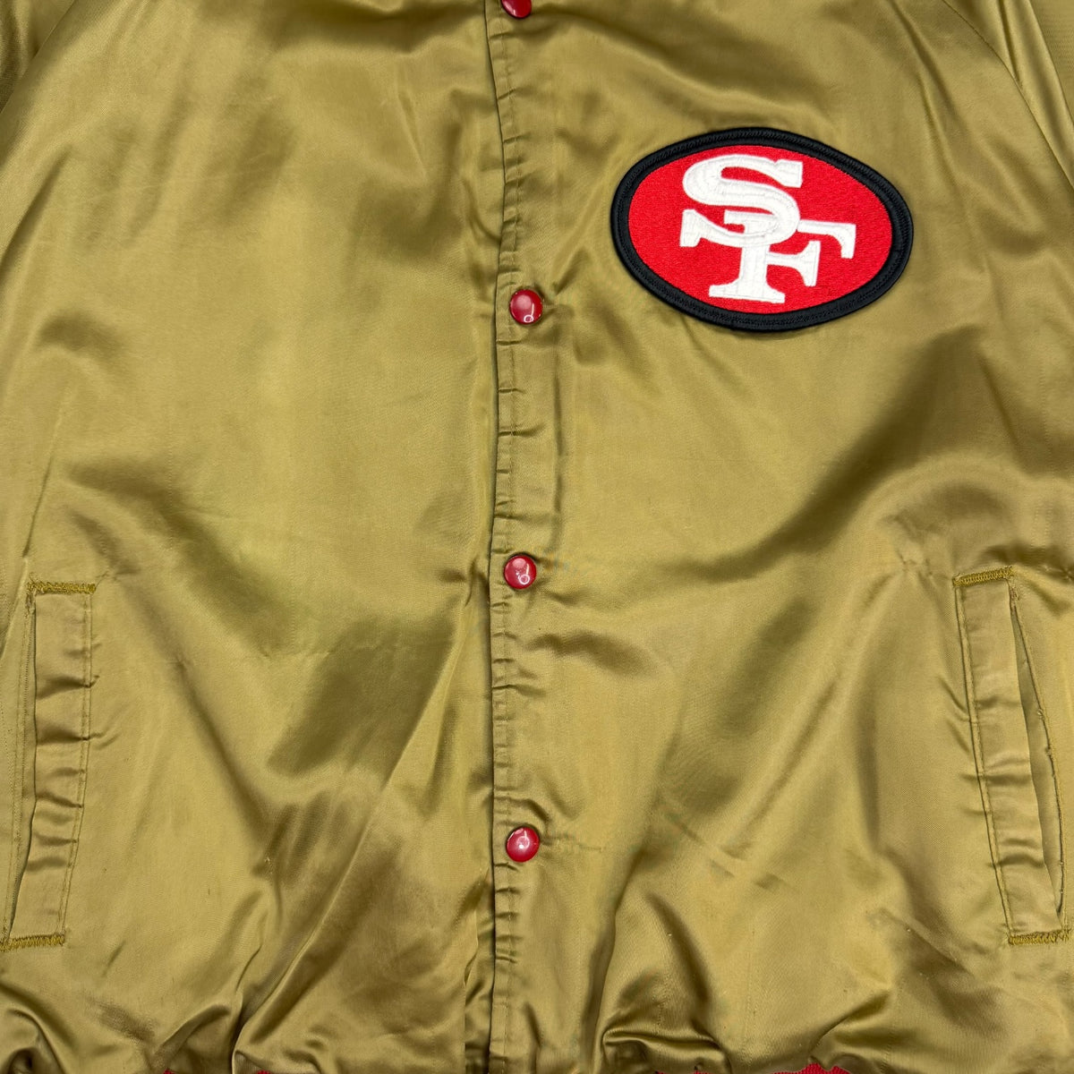 Vintage Chalk Line San Francisco 49ers Satin Bomber Jacket Gold