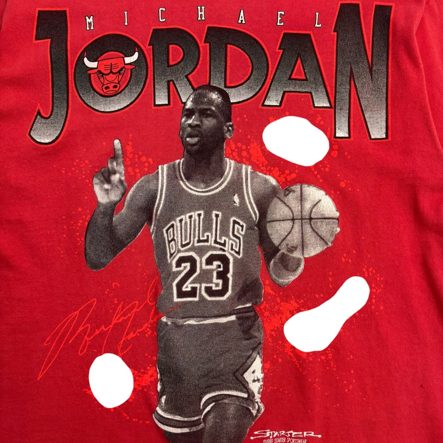 1989 Starter Michael Jordan Player Auto Tee Red