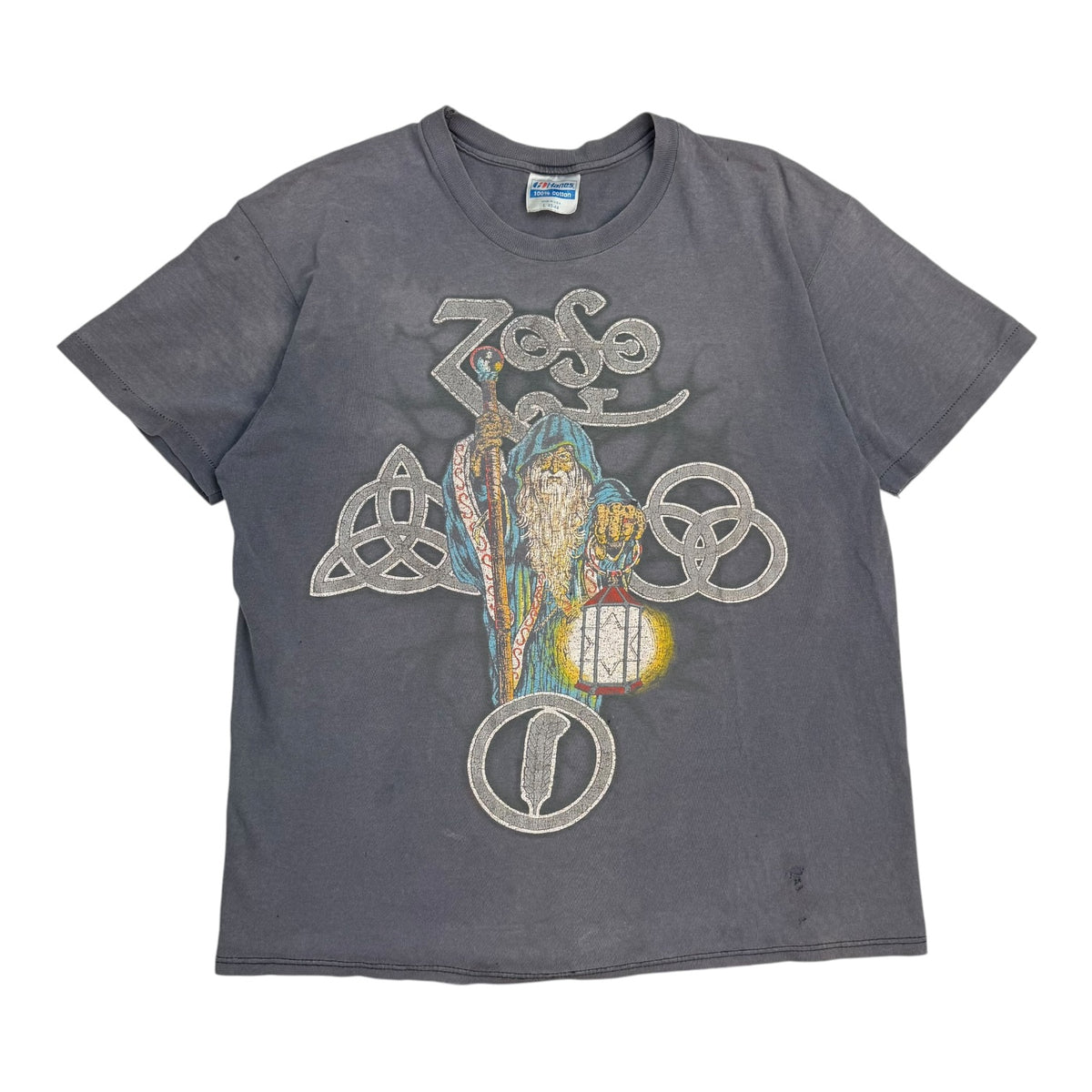 1989 Led Zeppelin Zoso Wizard Tee Faded Grey