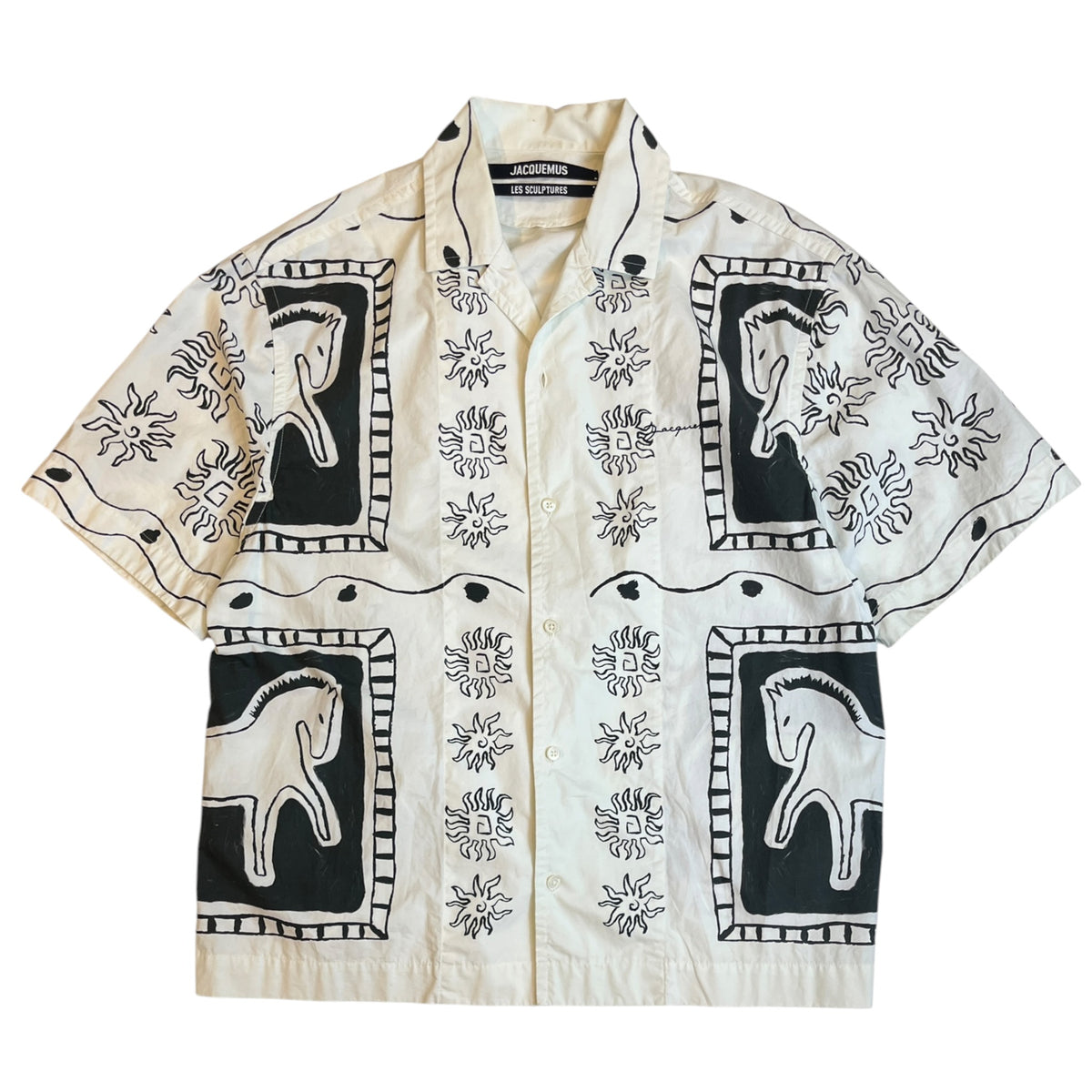 Jacquemus La Chemise Jean Print Black & White Horse Shirt