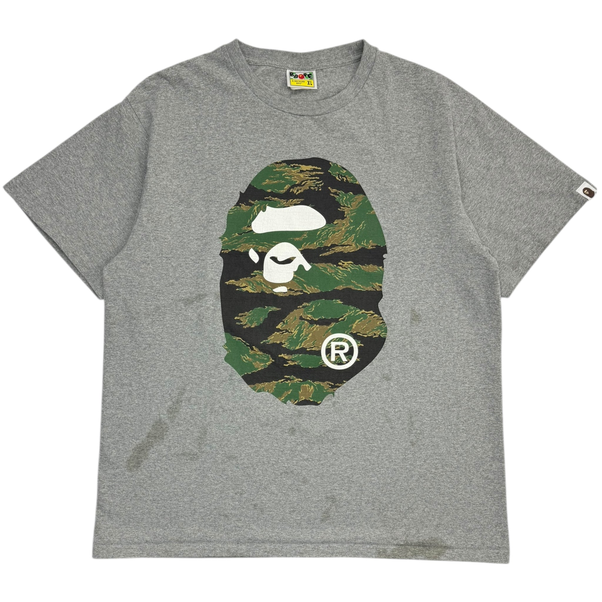 Bape Tiger Camo Big Ape Head Tee Grey