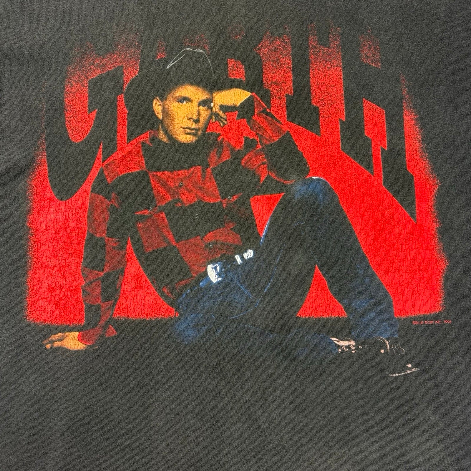 1993 Garth Brooks On Tour T-Shirt Red Black