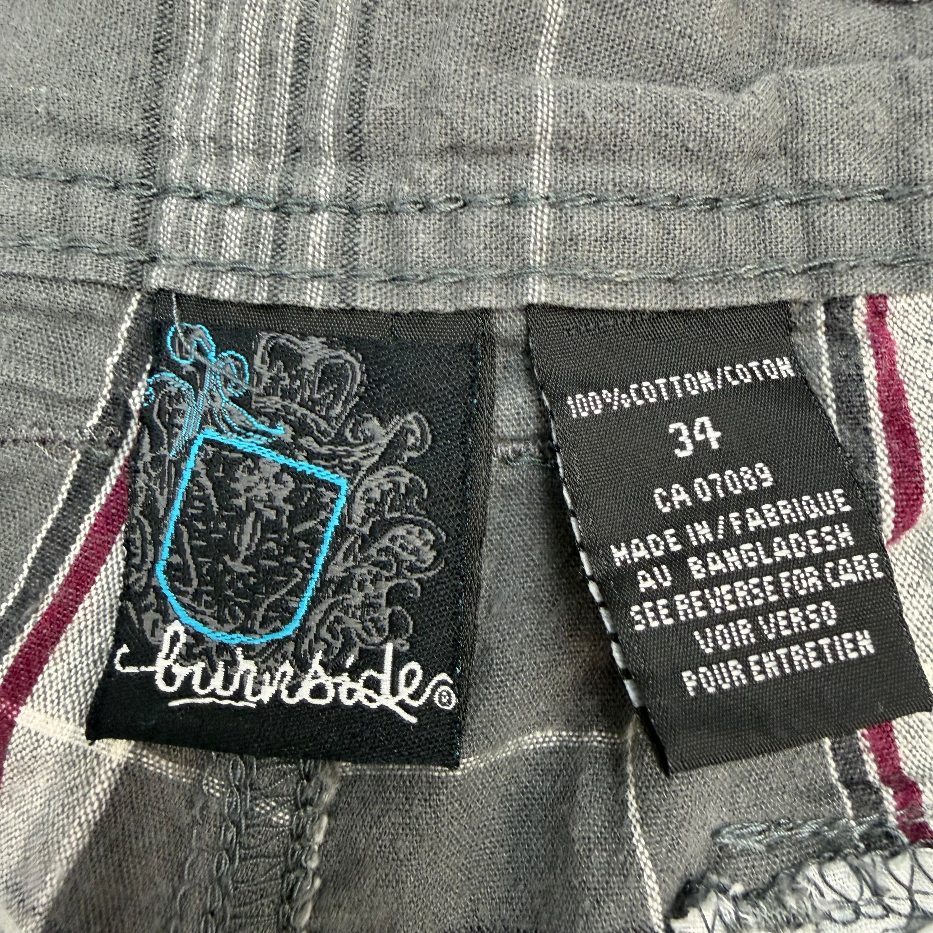 Vintage Burnside Plaid Cargo Shorts Grey