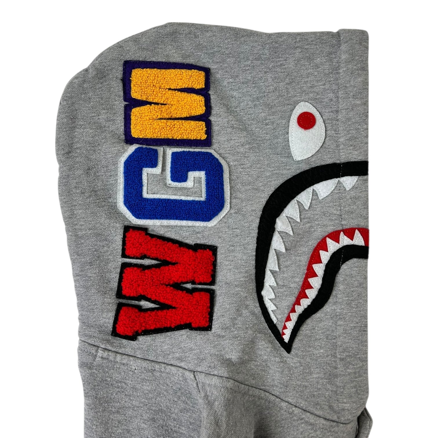 Bape Shark Sweat Varsity Hoodie Jacket Grey/White