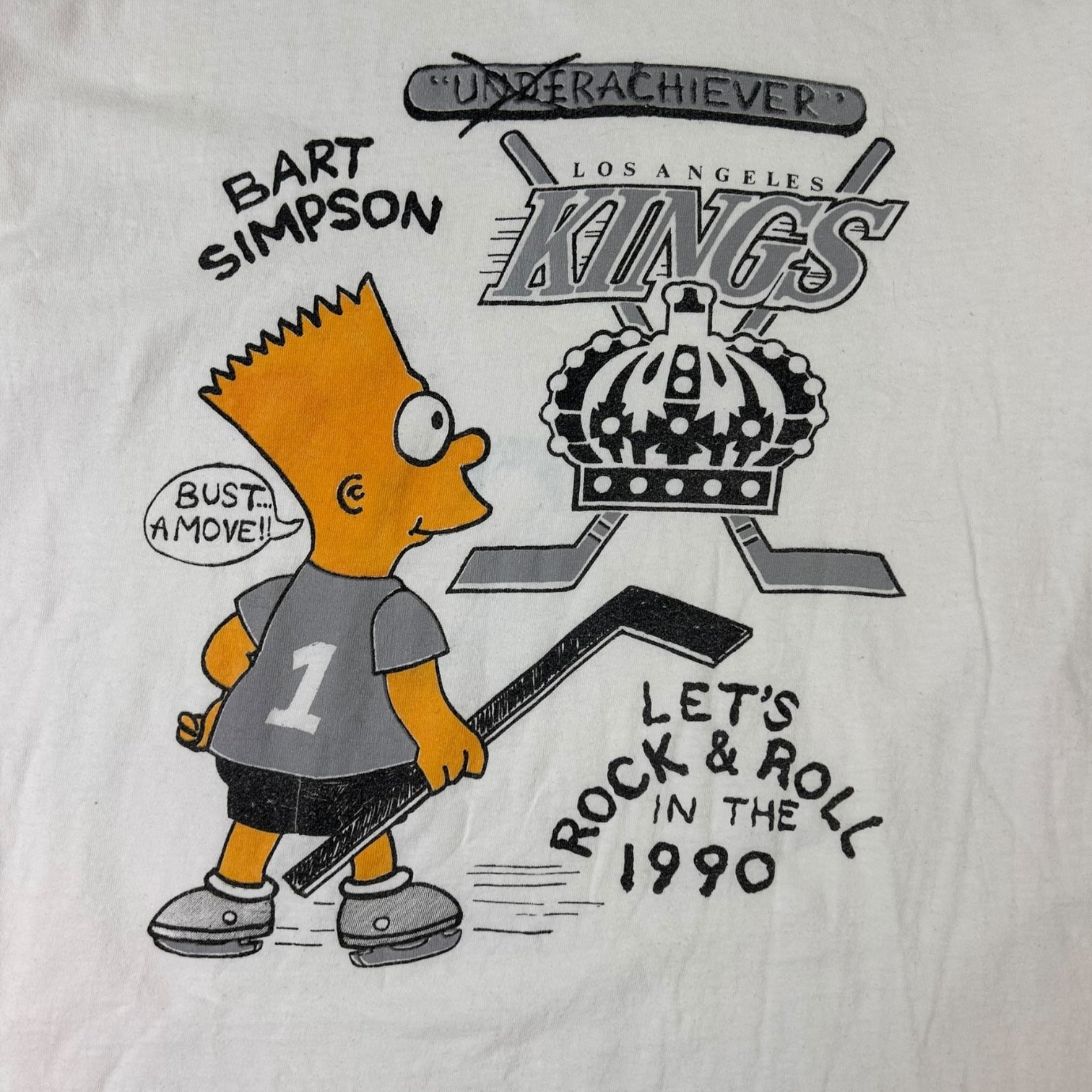 Vintage 1990 Bart Simpson X LA Kings T-Shirt White