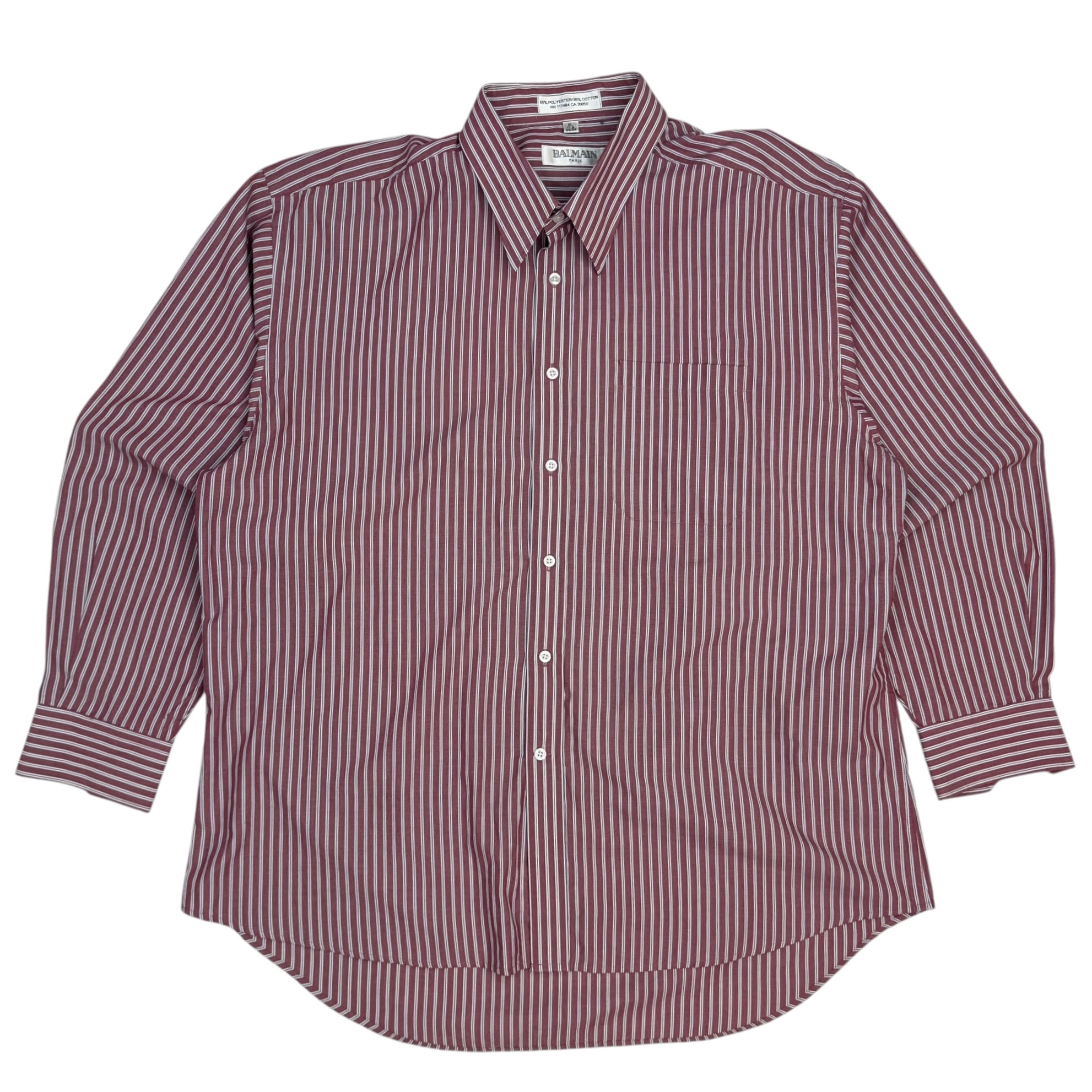Vintage Balmain Striped Button Up Red