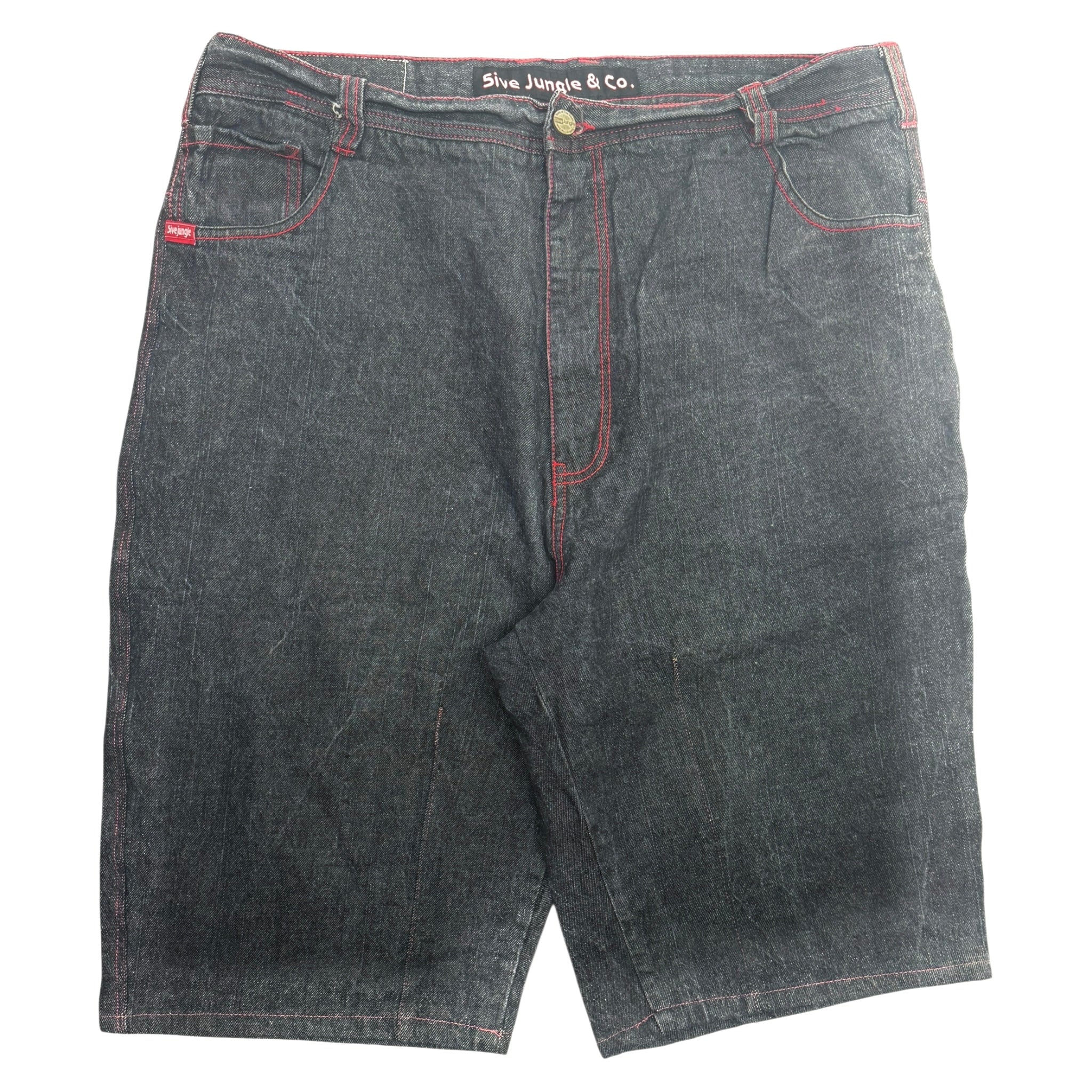 Y2K Contrast Stitching Embroidered Jorts
