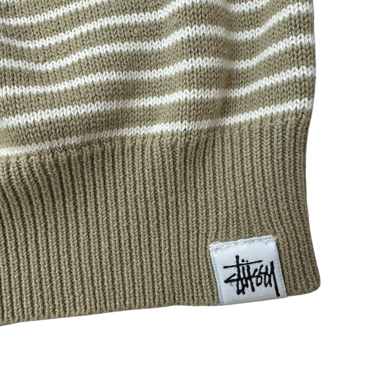 Stussy Striped Cardigan Beige/White