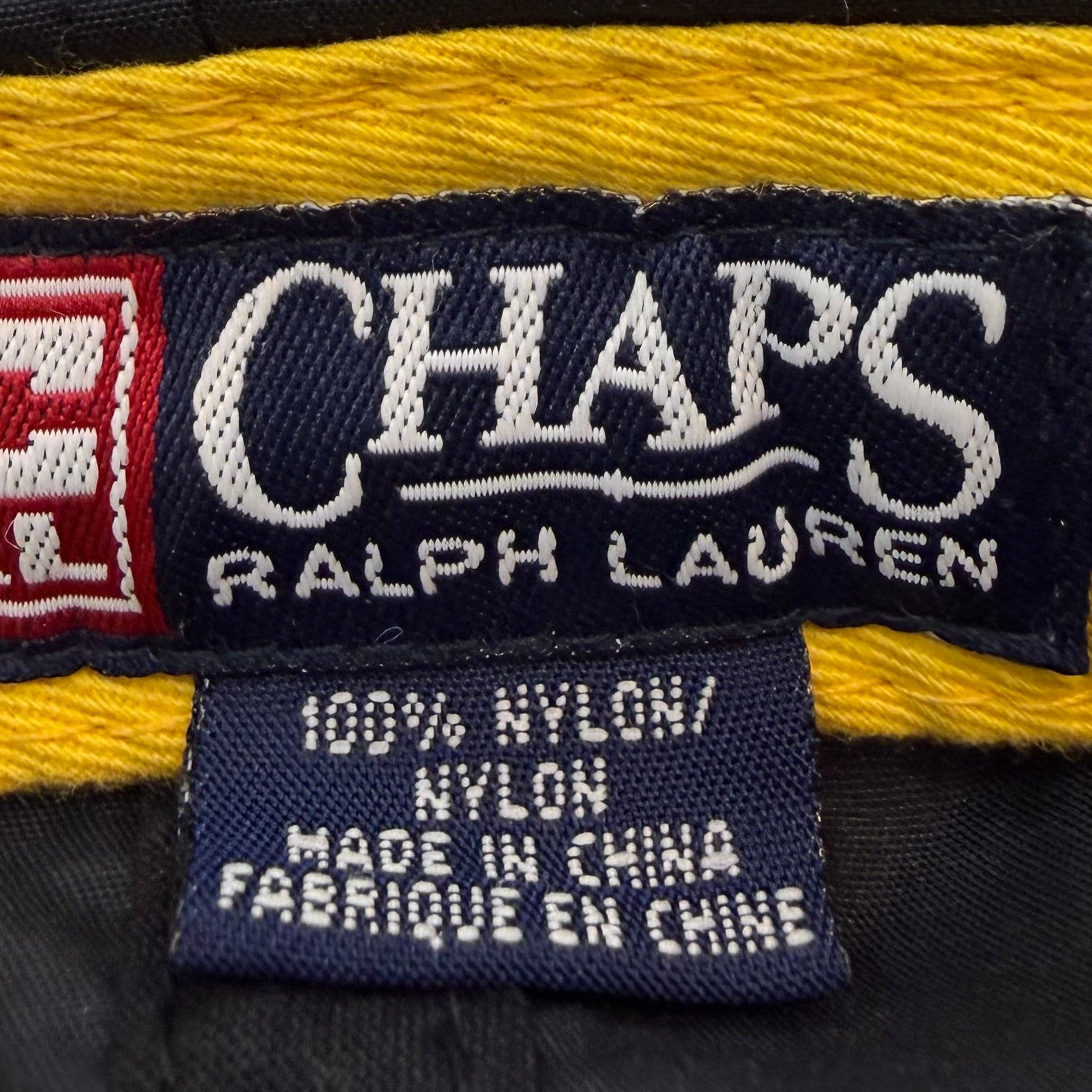Vintage Chaps Ralph Lauren Flag Drawstring Hat Black