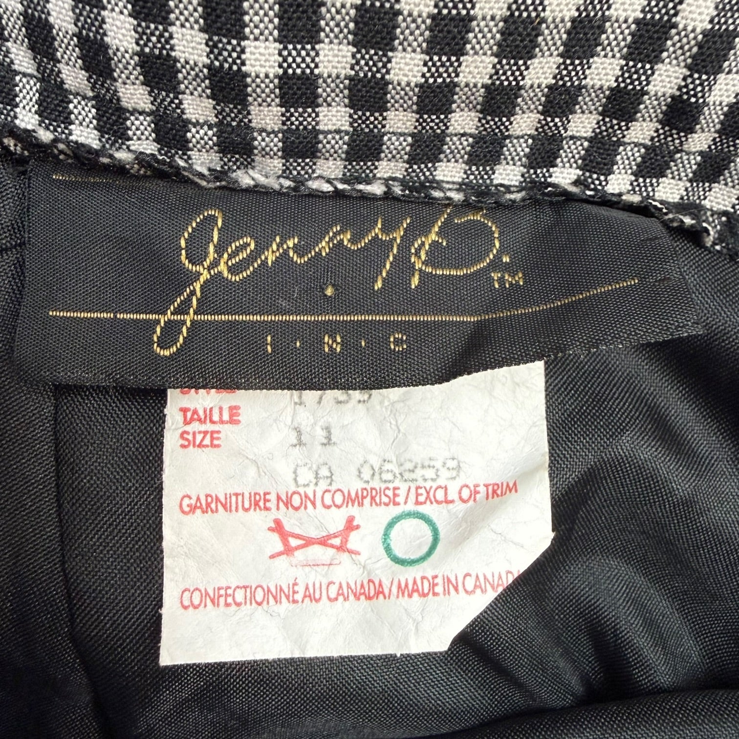 (W) Vintage Jenny B Plaid Skirt Black/White