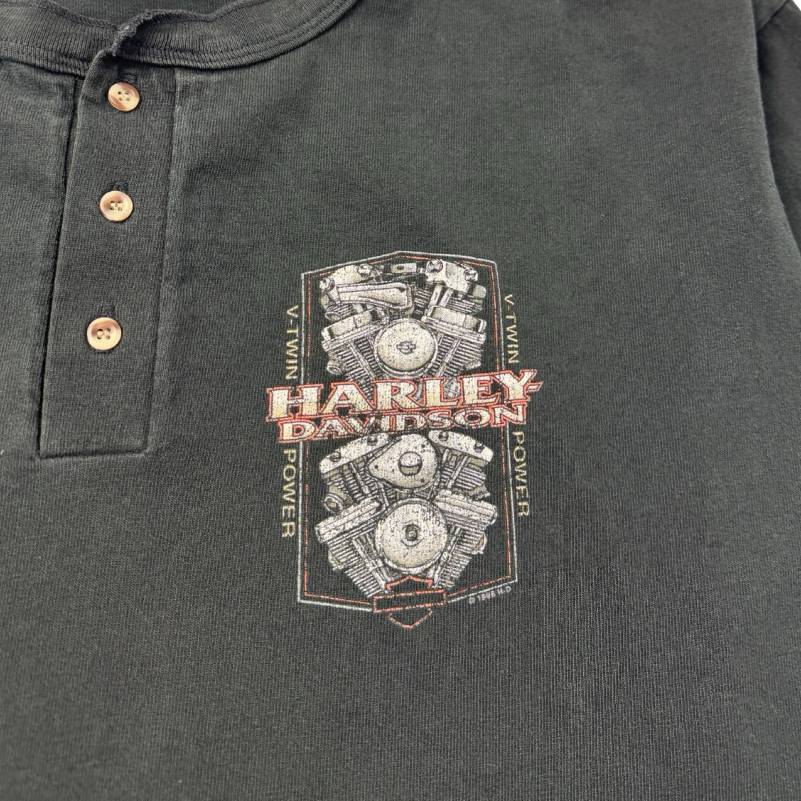 1998 Harley Davidson Henley Quarter Button Shirt
