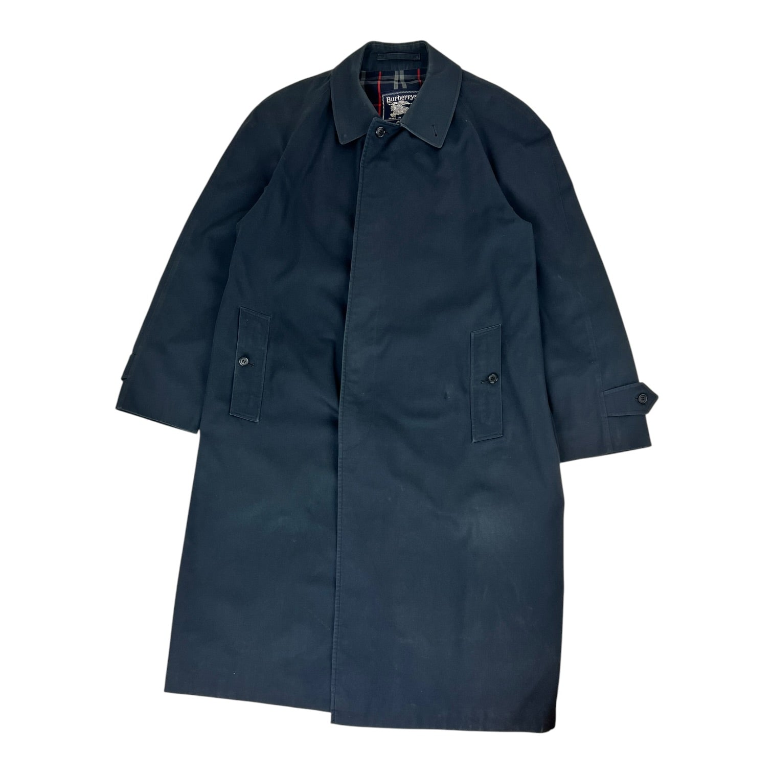 Vintage Burberry Balmacaan Jacket Navy Blue