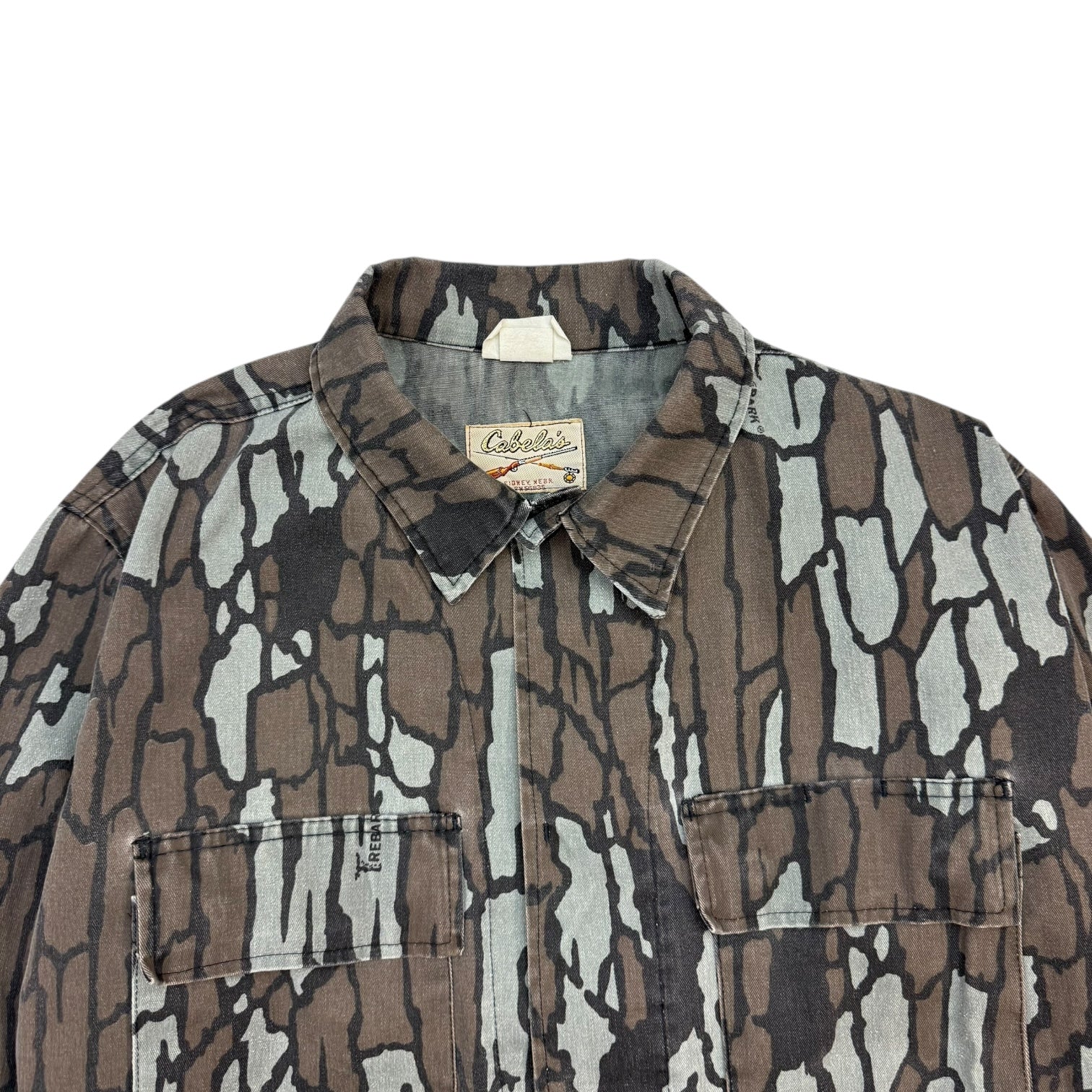 Vintage Cabelas Button Up Jacket Tree Bark Camo