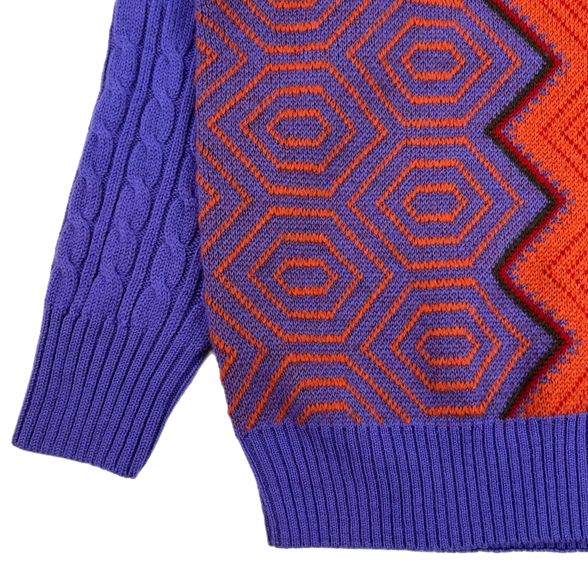 Vintage Yves Saint Laurent Pattern Knitted Sweater Orange/Purple