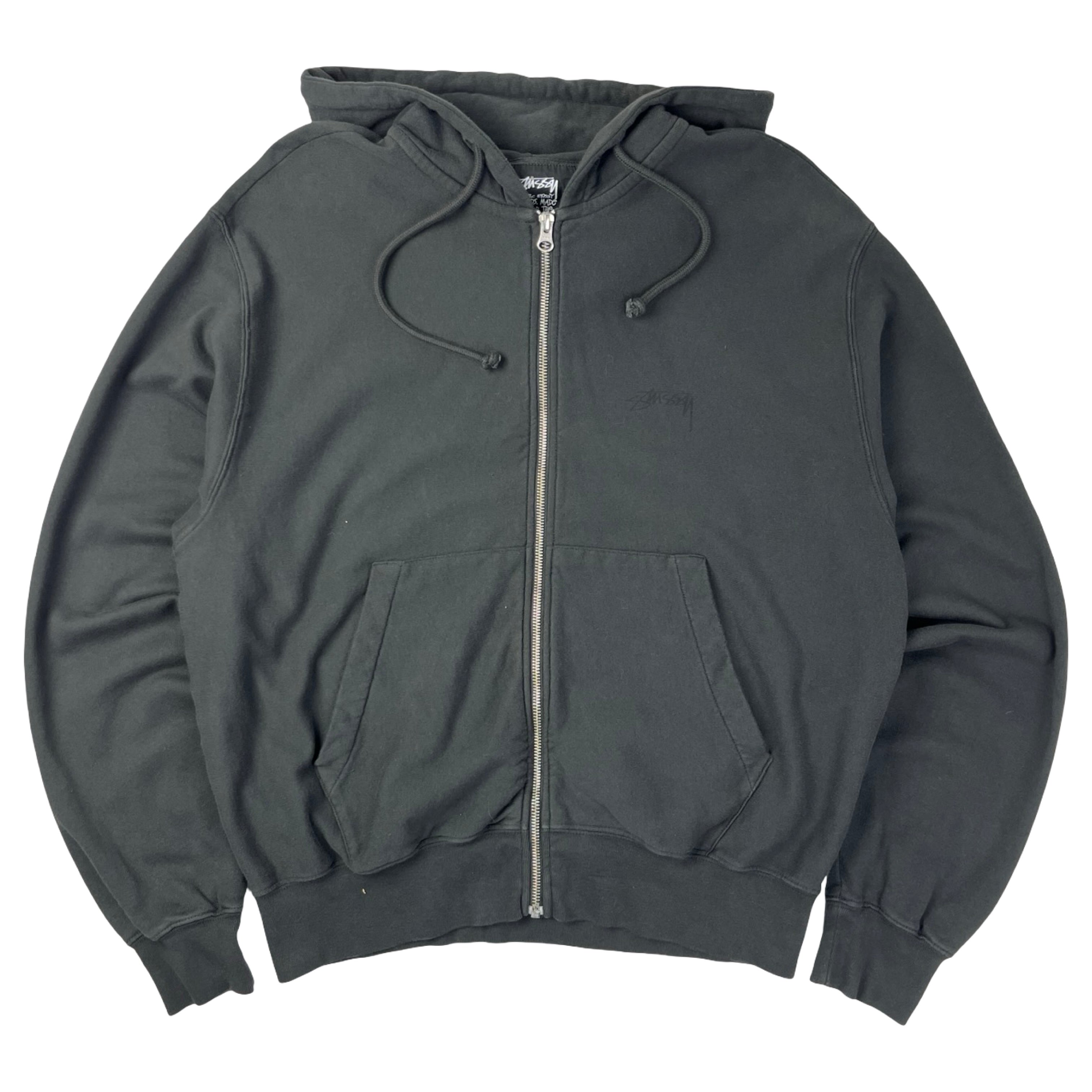 Stussy Lightweight Terry Zip Up Hoodie Charcoal Grey