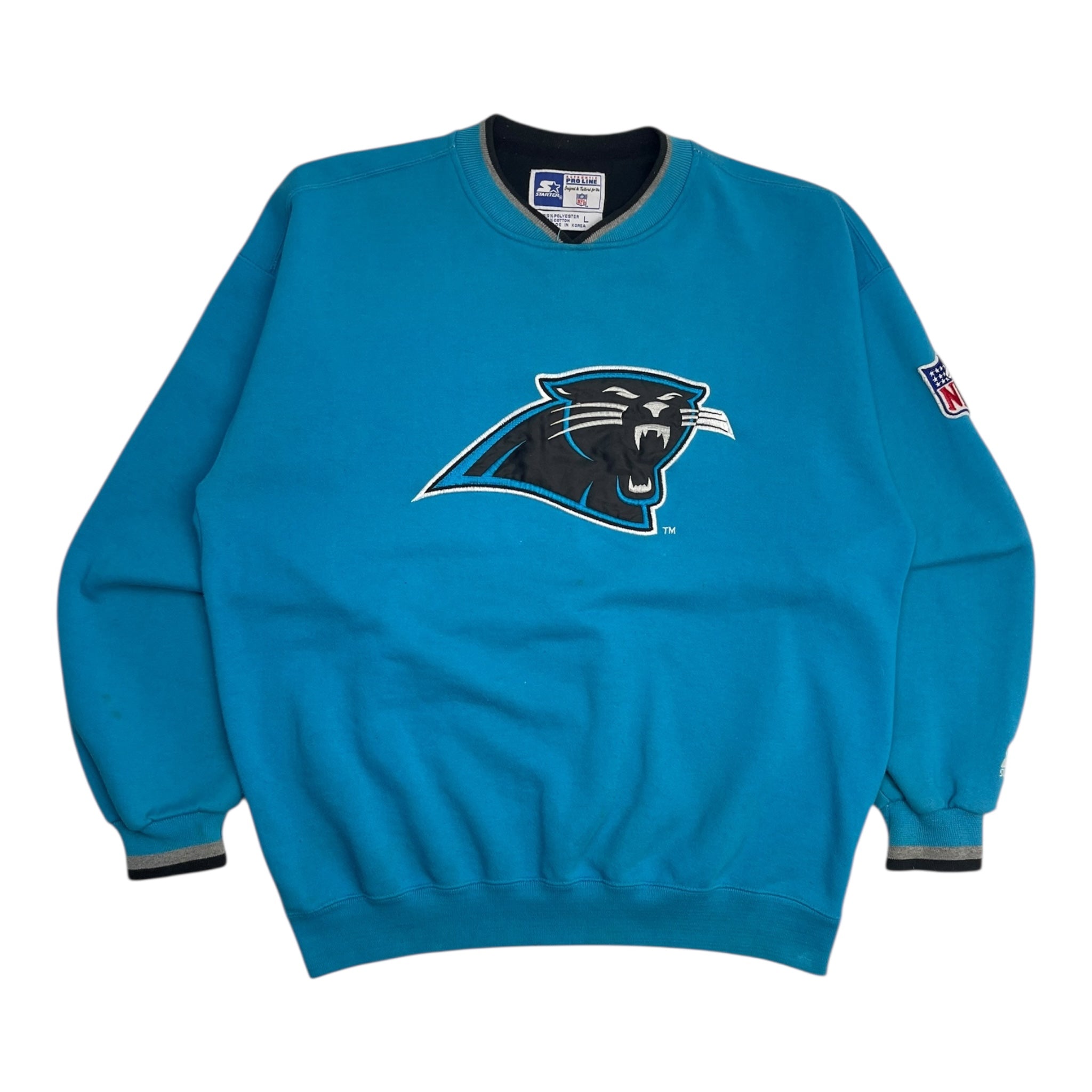 Vintage Carolina Panthers V-neck Sweatshirt Blue