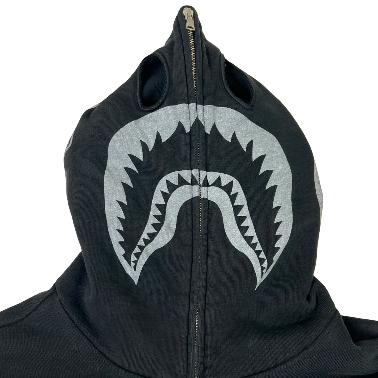 A Bathing Ape Skeleton Shark Heavy Washed Cropped Fit Full Zip Hoodie