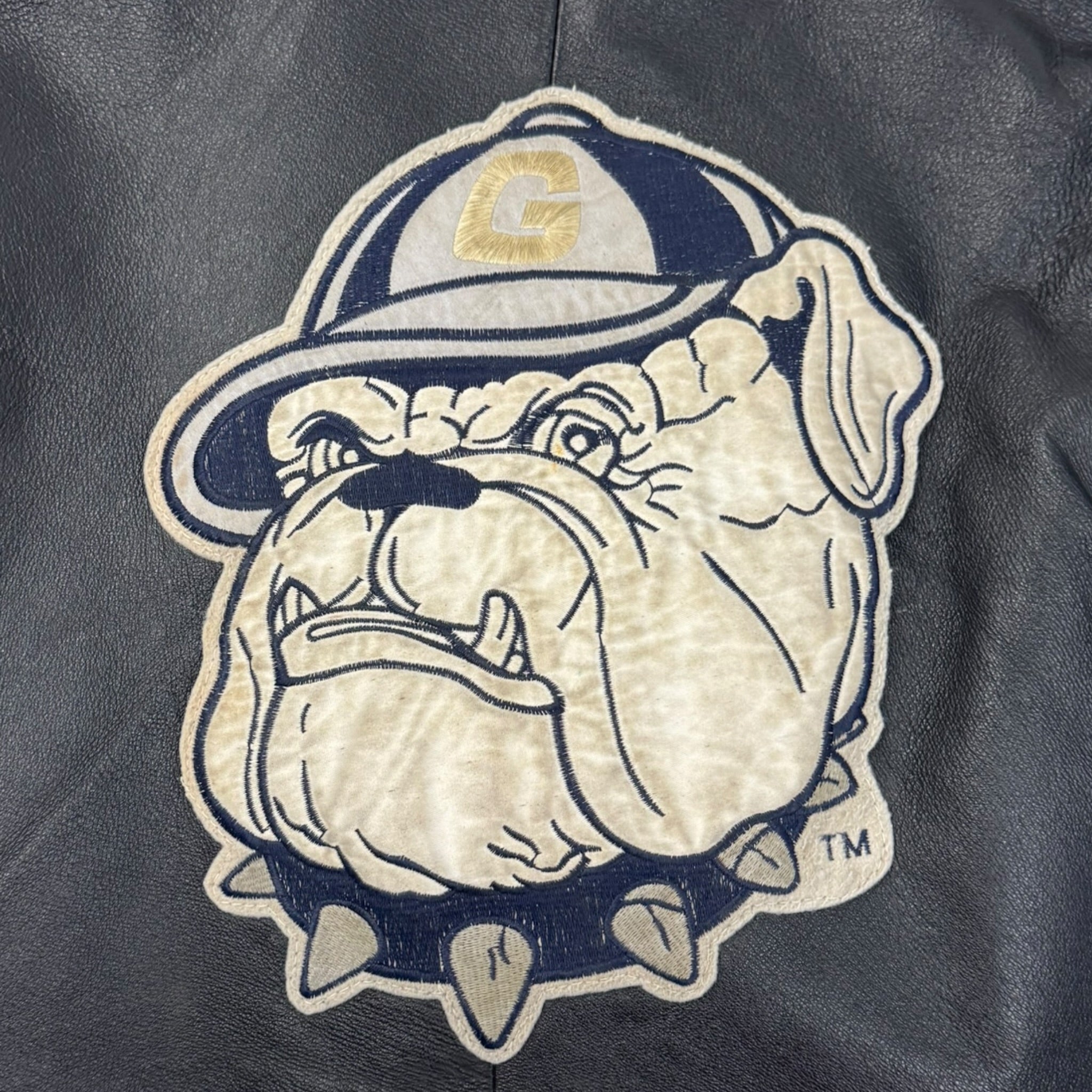1989 Georgetown Hoyas Box Seat Leather MLB Biker Jacket