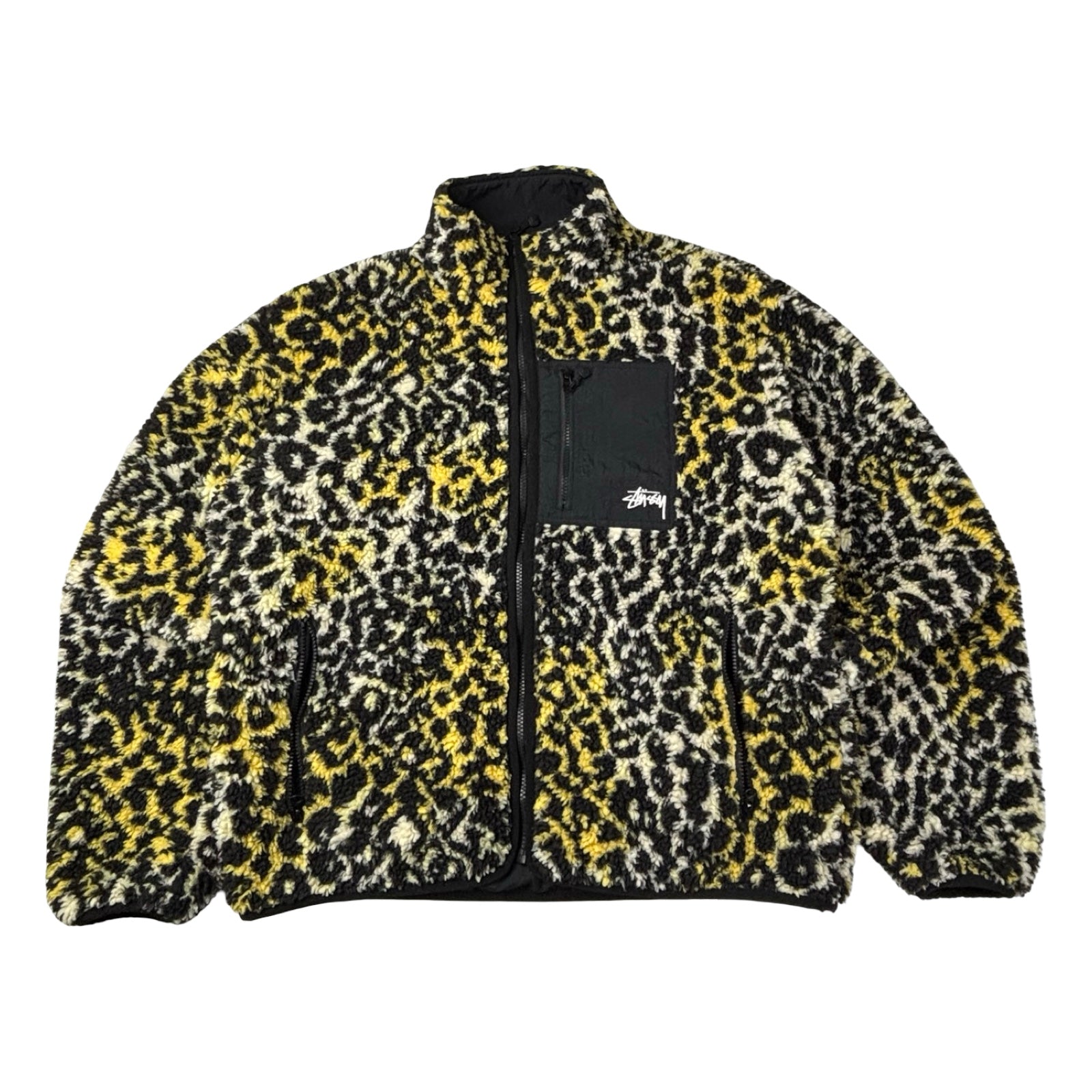 Stussy Sherpa Reversible Jacket Yellow Leopard