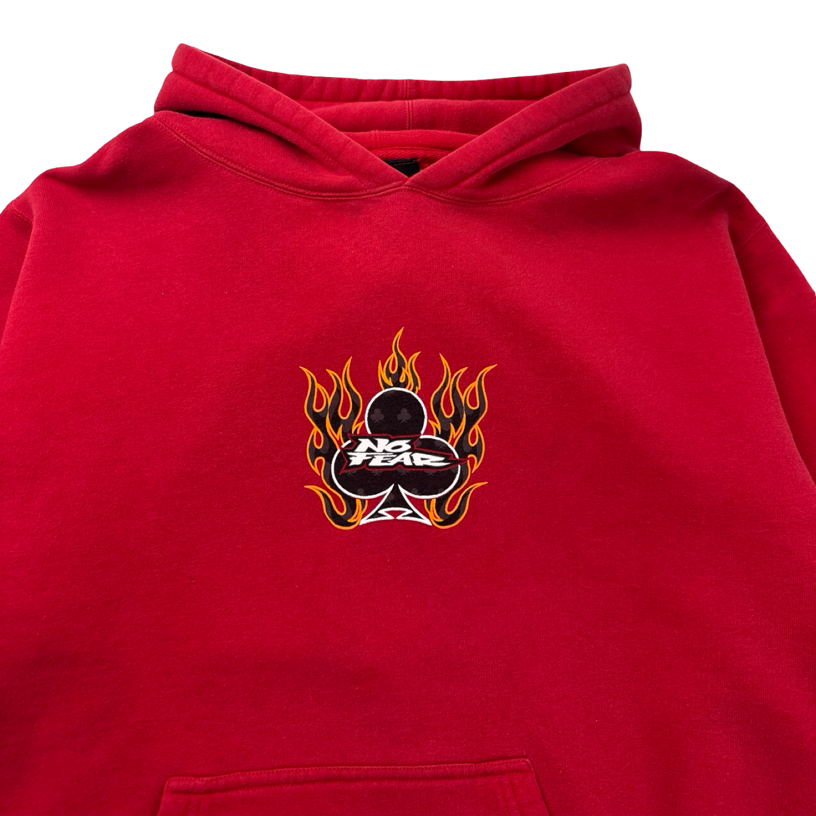 Y2K No Fear Flame Sleeve Hoodie Red