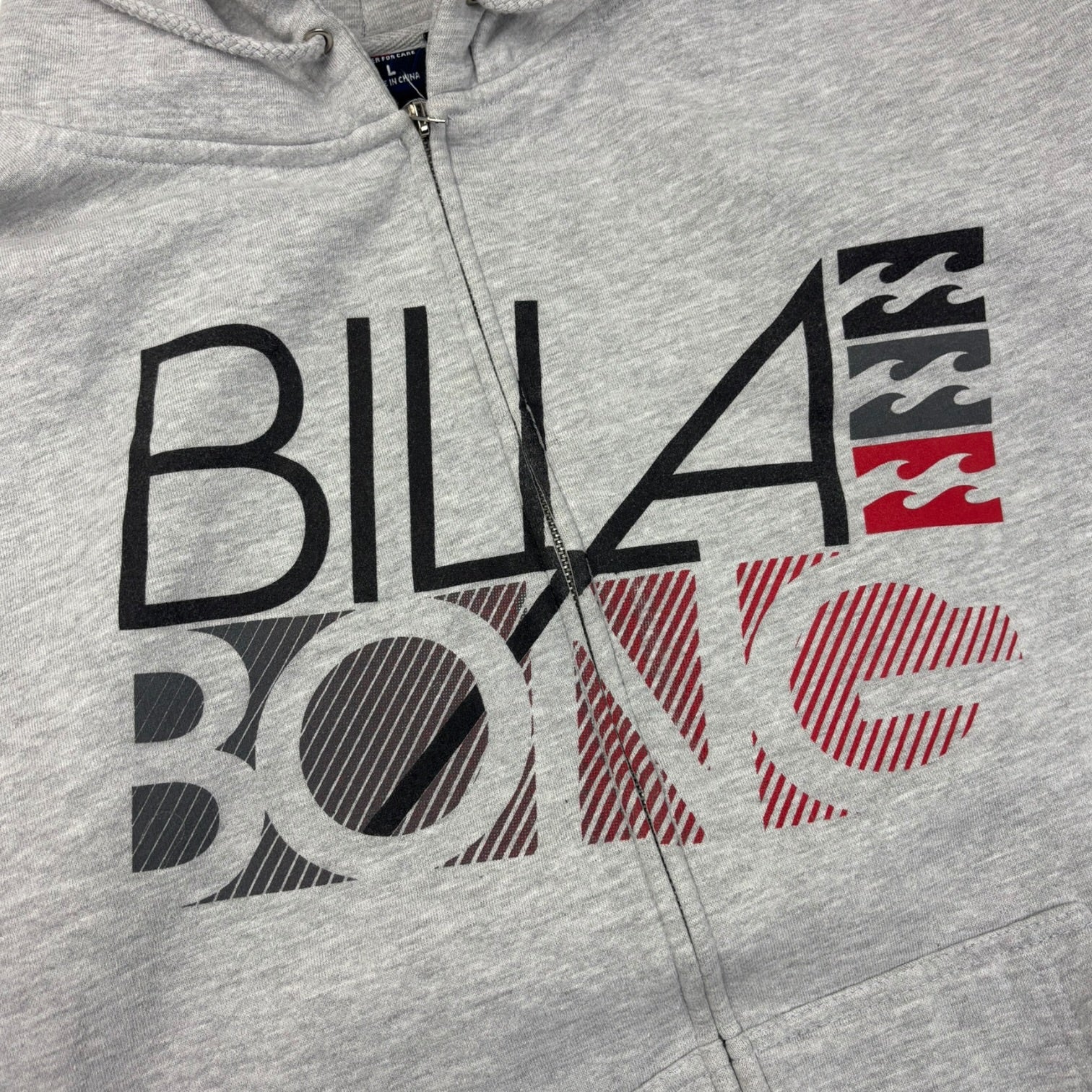 Vintage Y2K Billabong Logo Full-Zip Hoodie Grey