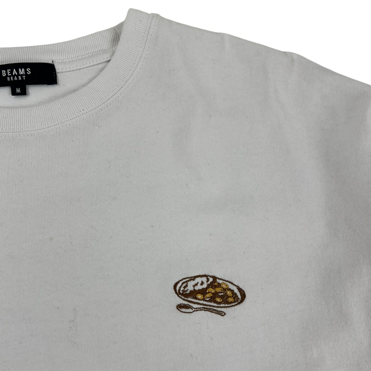 Beams Heart Food Collage Print T-Shirt White