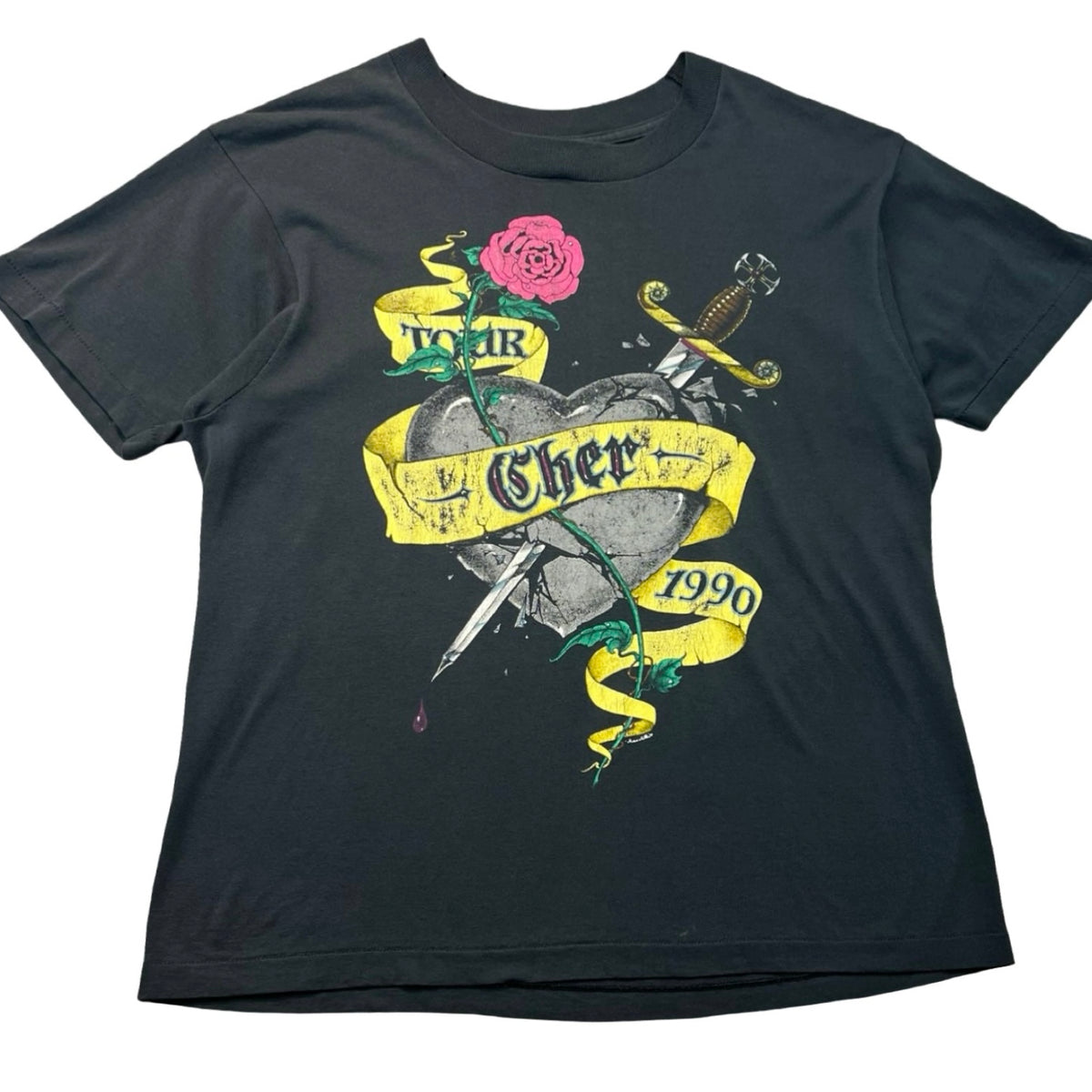 Vintage 1990 Cher Heart Of Stone Tour T-Shirt Black