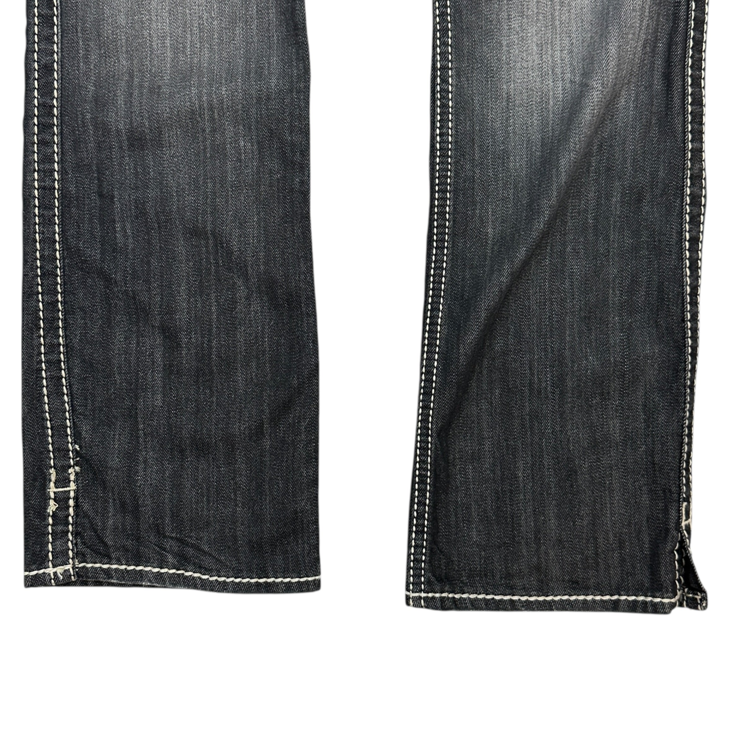 (W) Vintage Y2K Silver Jeans Slim Bootcut Denim Washed Black