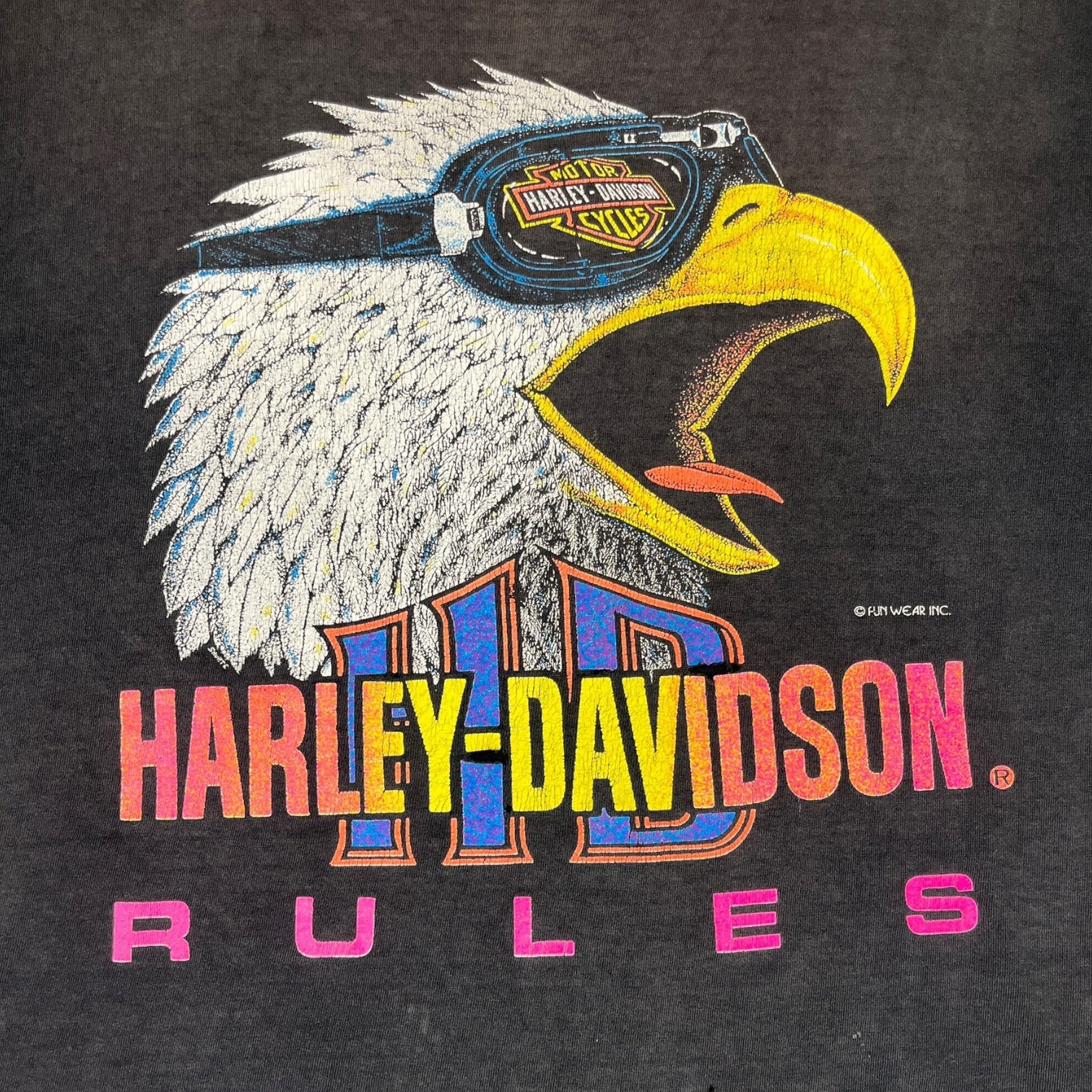 Vintage Harley Davidson Rules Eagle T-Shirt Black