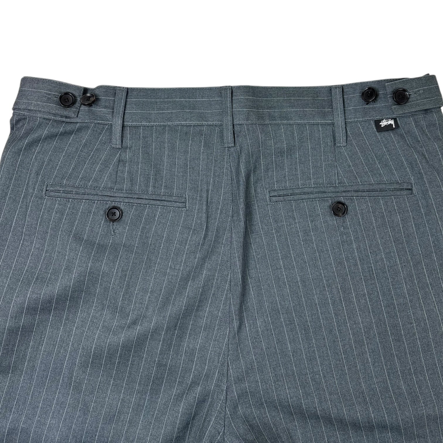 Stussy Striped Volume Pleated Trousers Grey