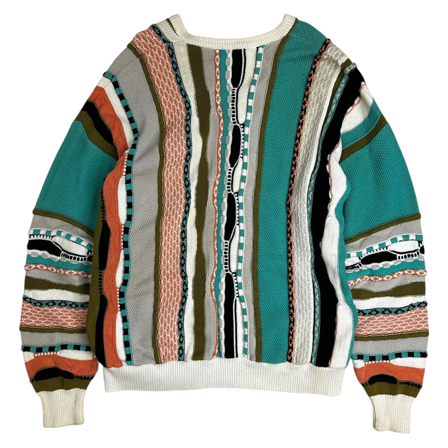 Vintage Tosani V Neck 3D Knit Sweater Multi Colour