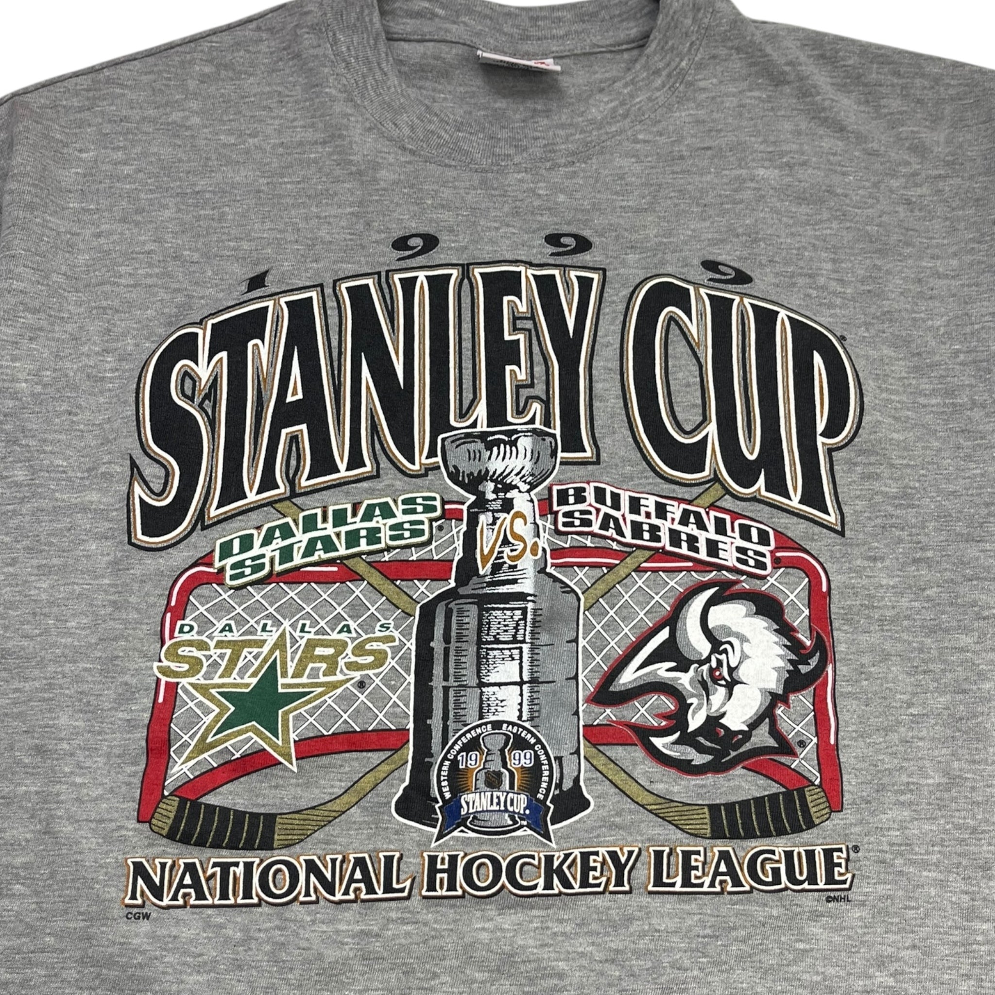 1999 Dallas Stars vs Buffalo Sabres Stanley Cup T-Shirt Grey