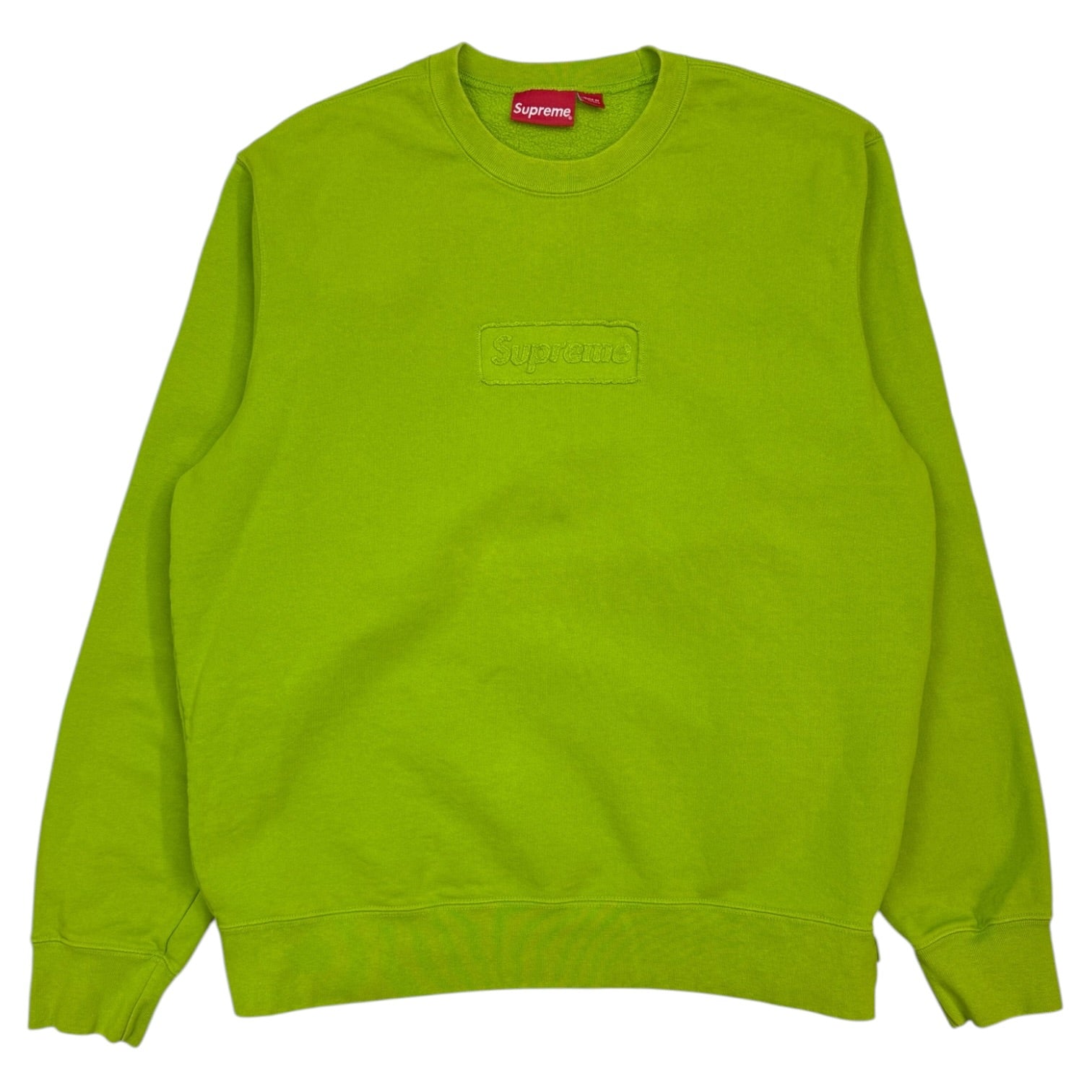 Supreme Cut Out Box Logo Crewneck Lime Green