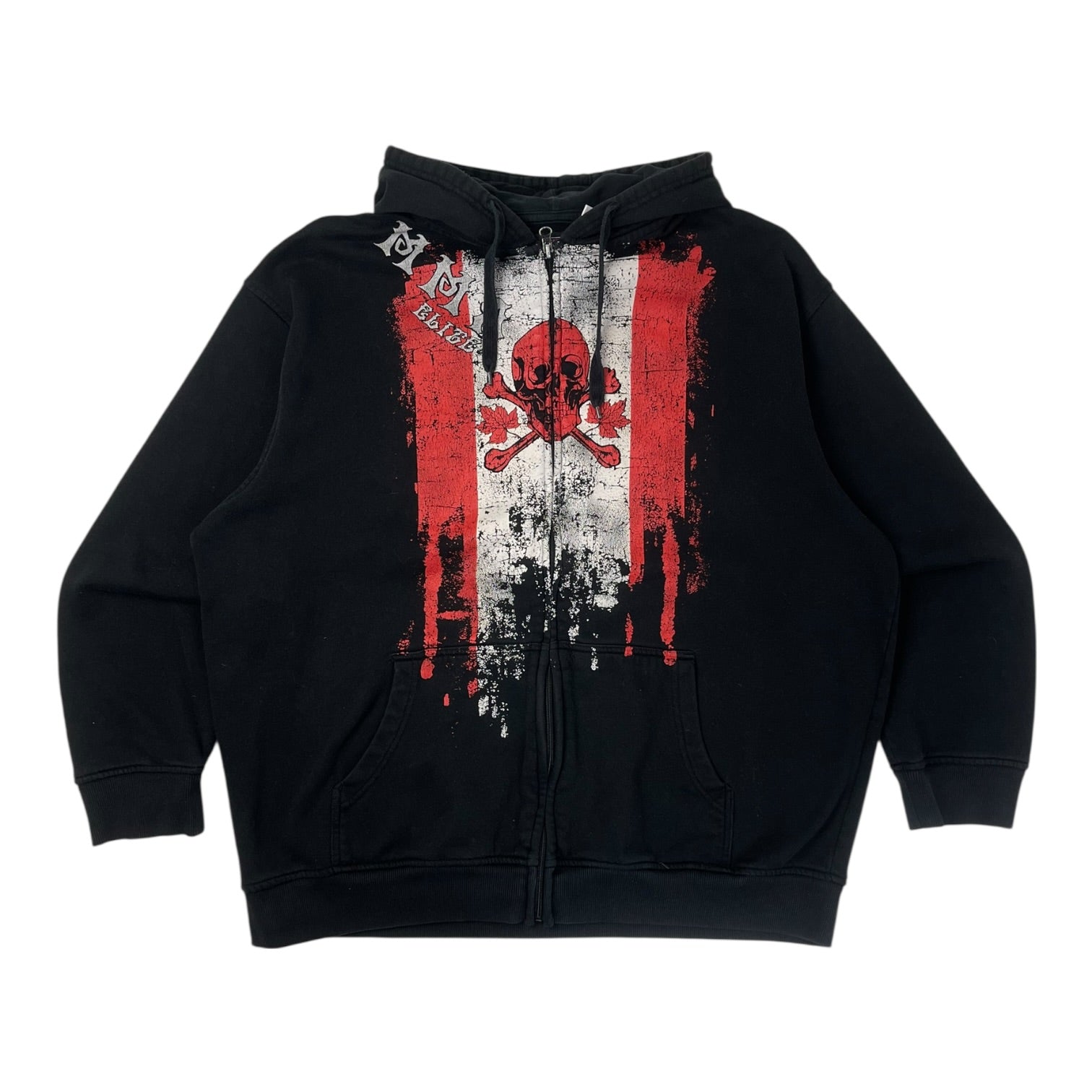 Y2K MMA Elite Canada Crossbones Zip Up Hoodie Black