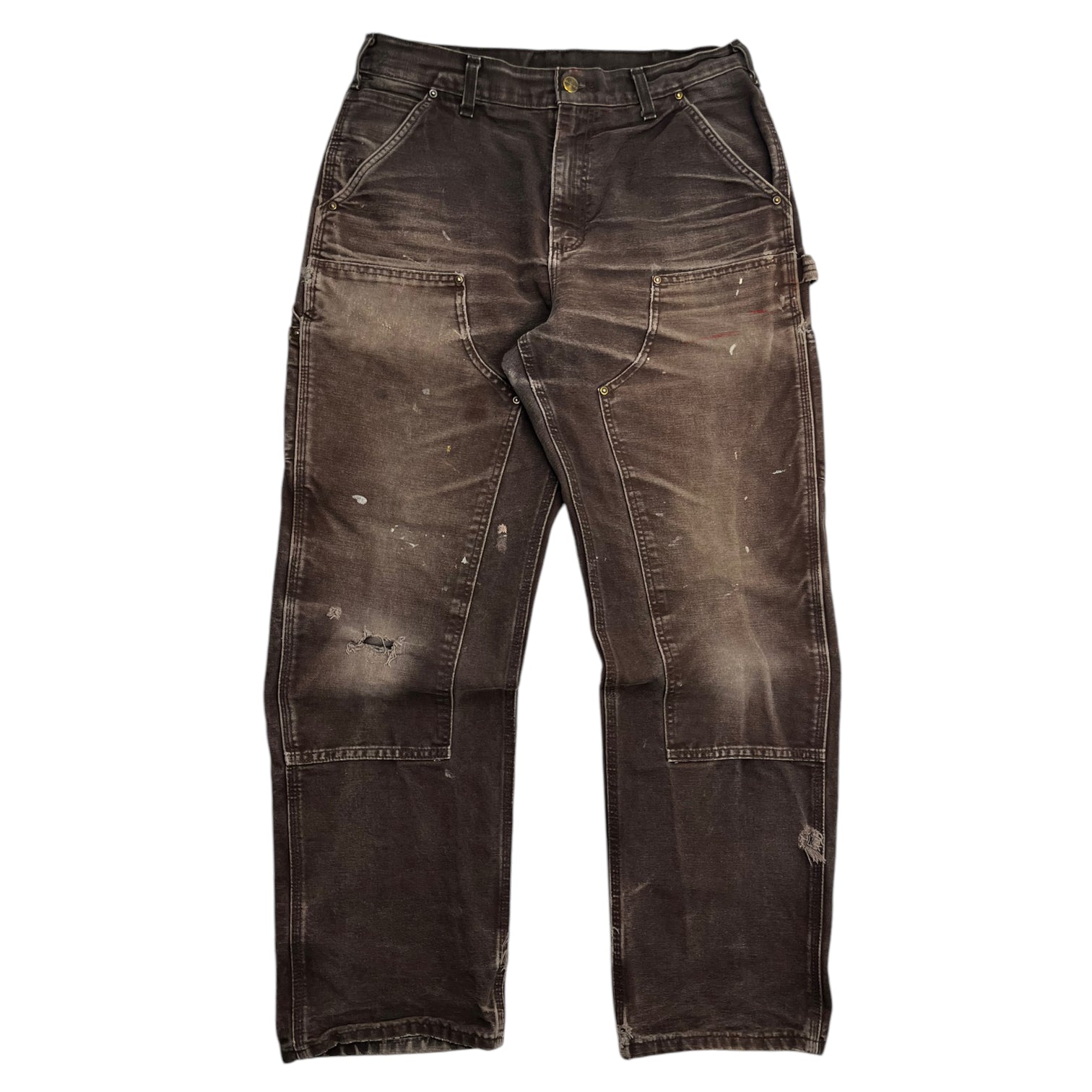 Carhartt Distressed Double Knee Chocolate Brown