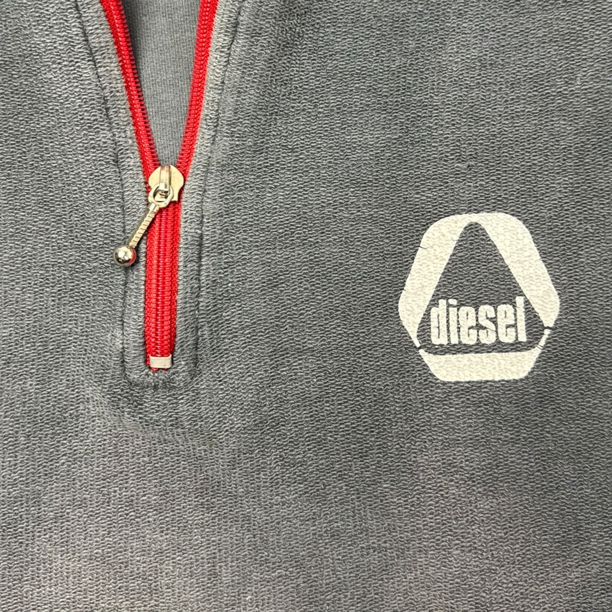 Vintage Y2K Diesel Big D7 1/4 Zip Washed Slate Grey