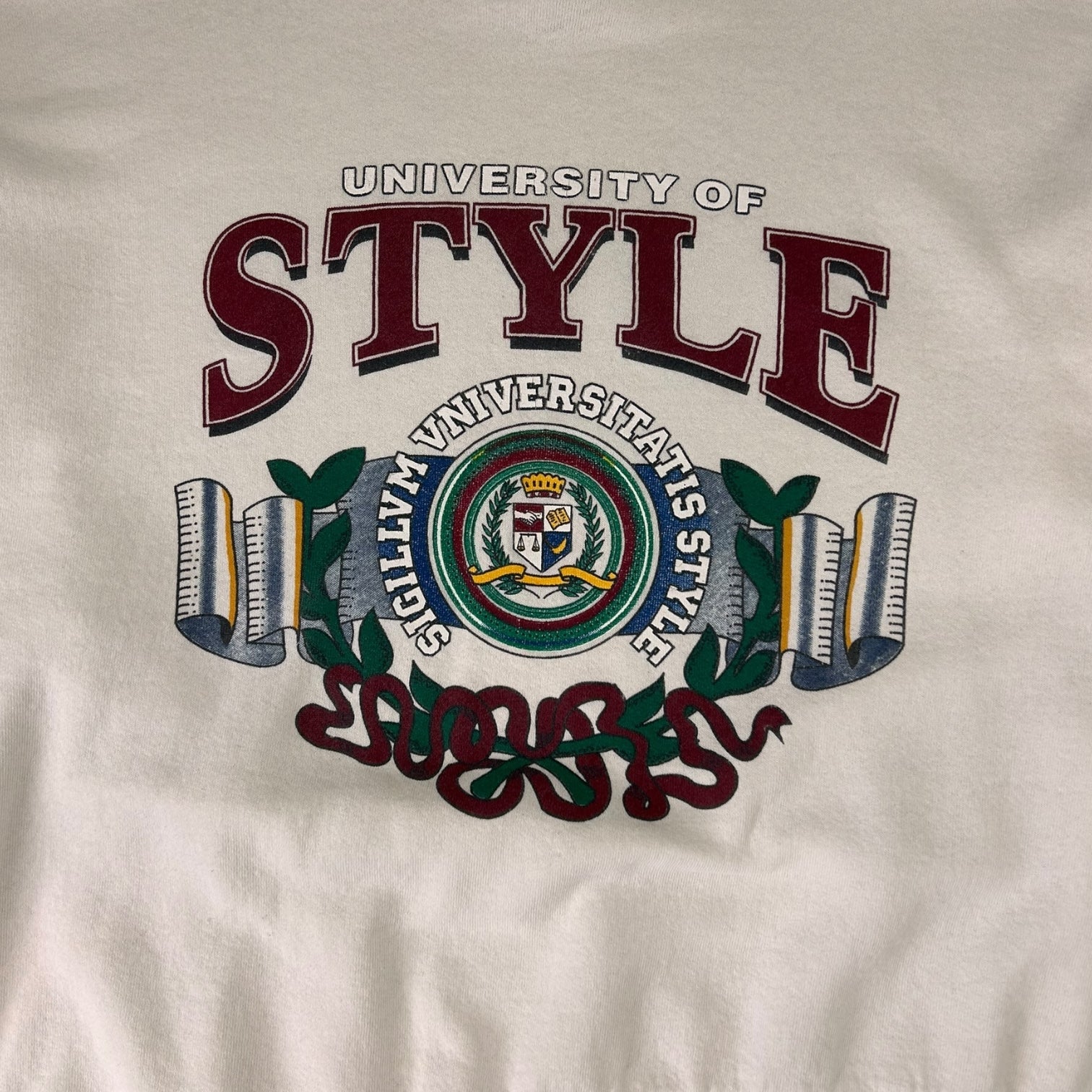 Vintage University Of Style Collegiate Crewneck White