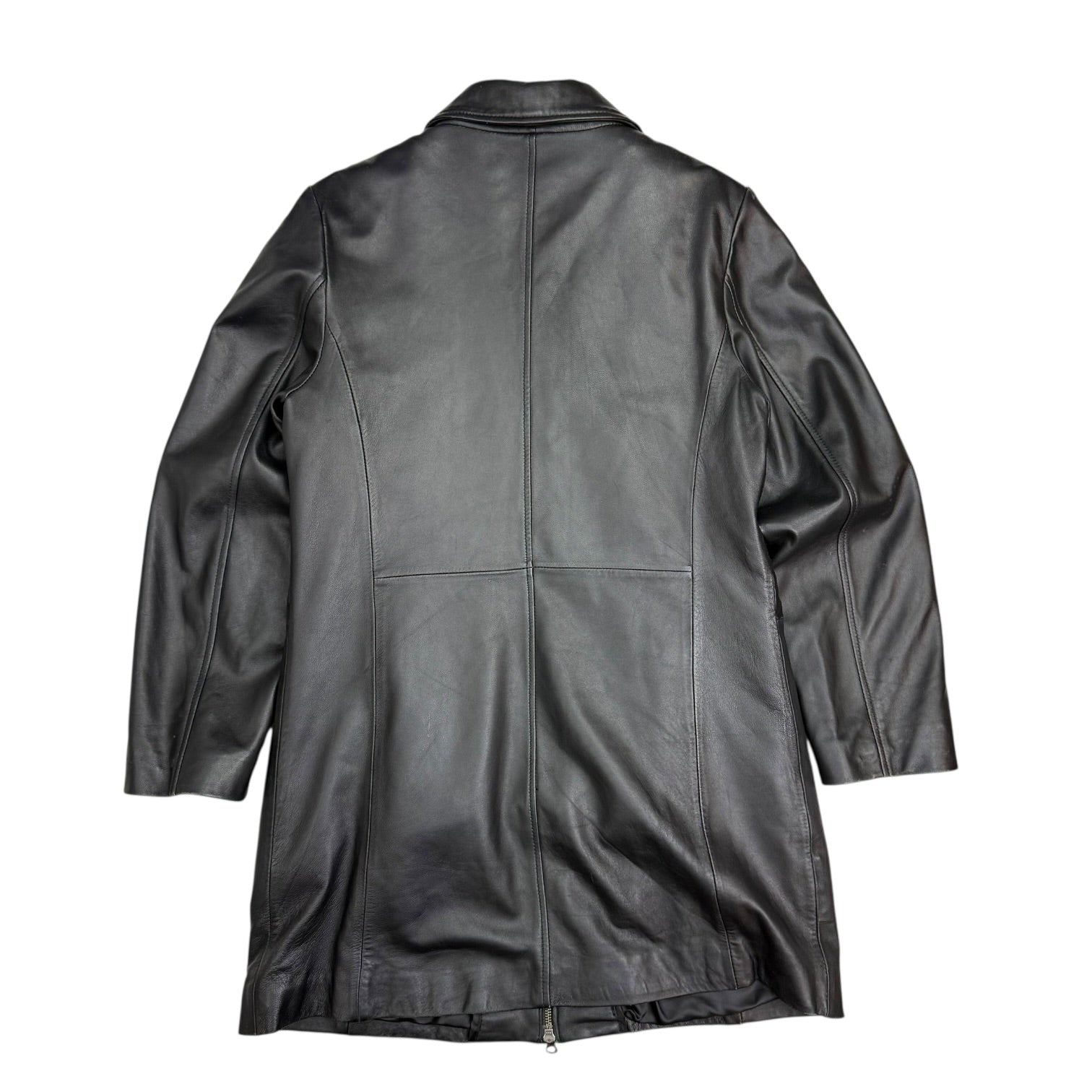 (W) Vintage Danier Leather Trench Coat Black