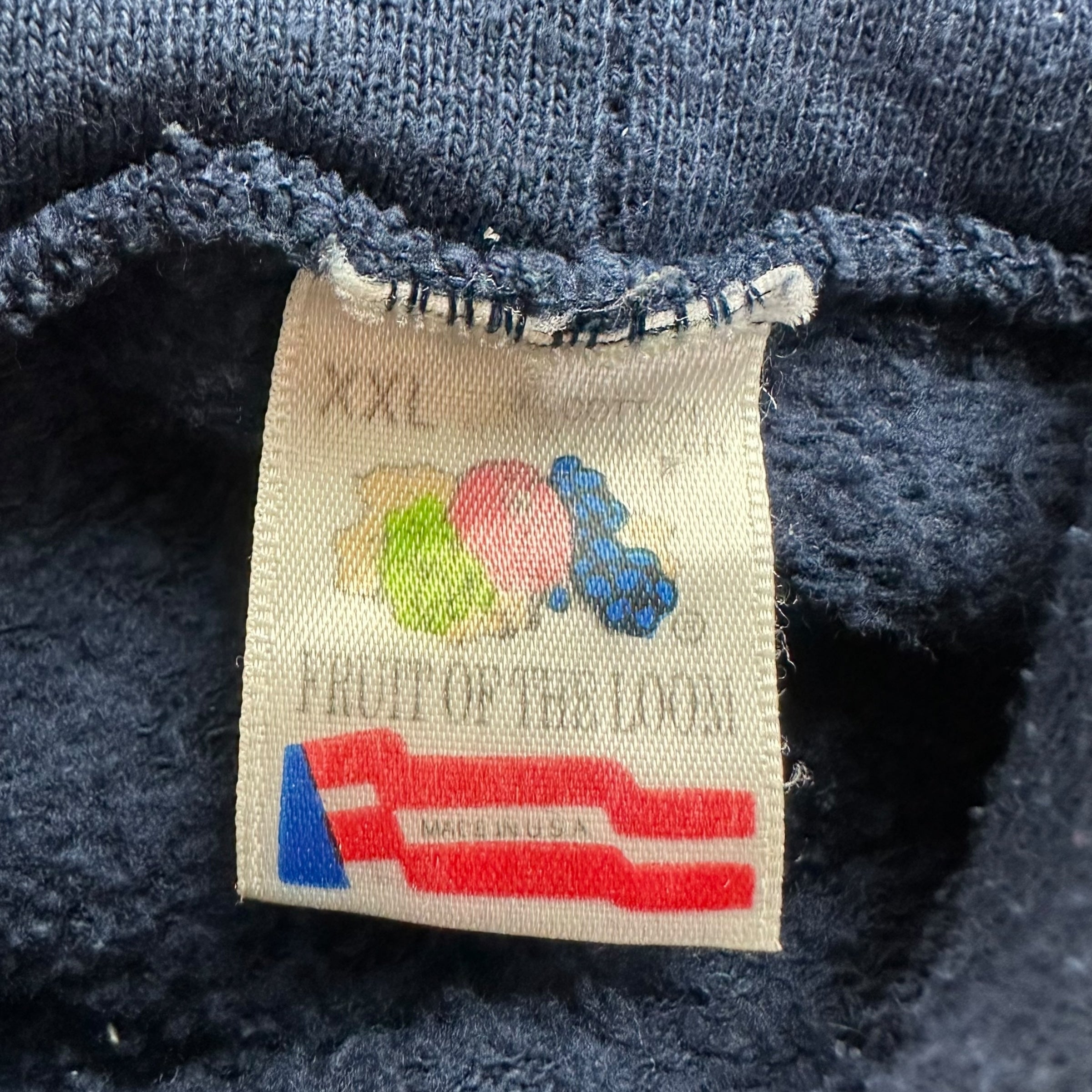 Vintage Fruit Of The Loom Blank Hoodie Navy Blue