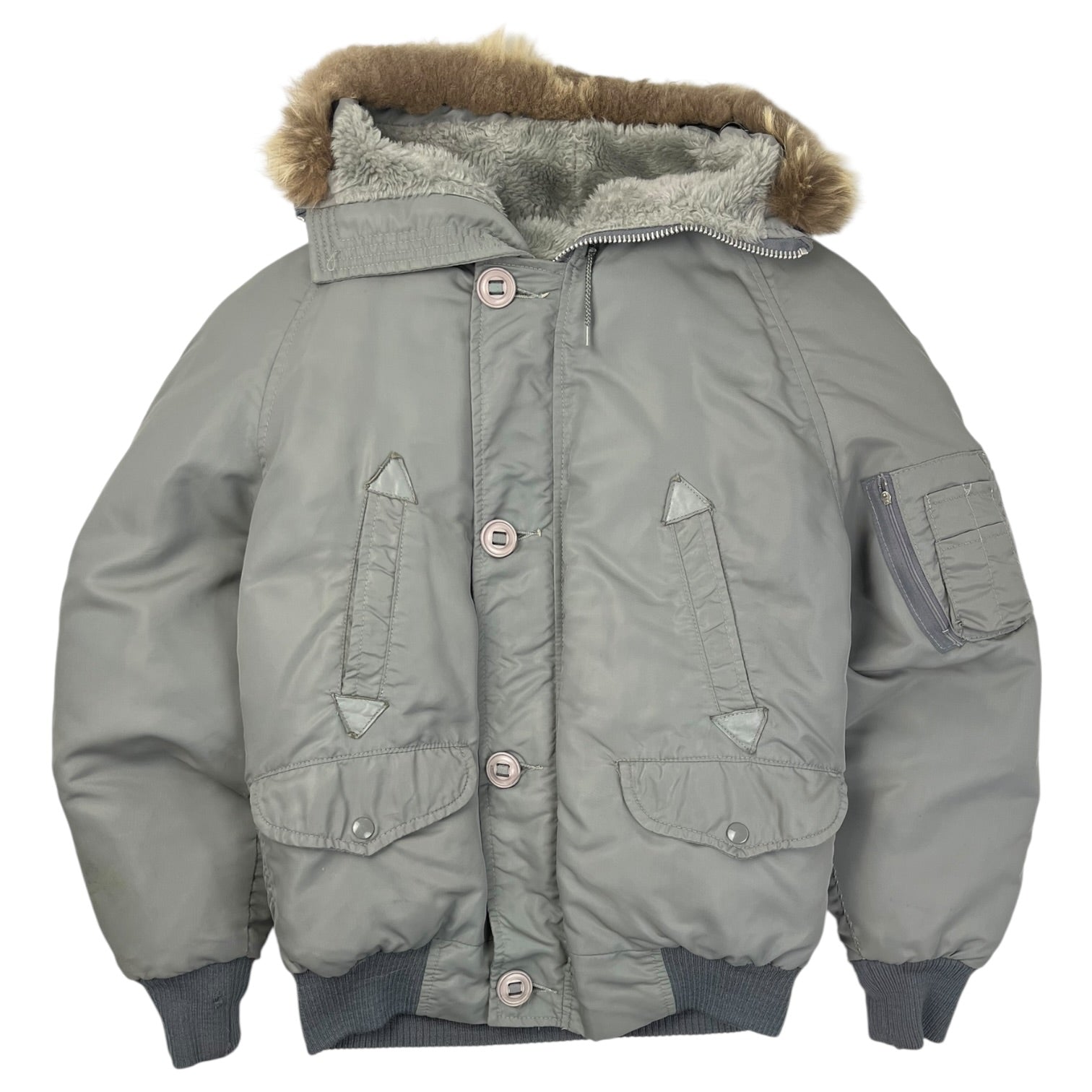 Vintage Military Inspired Hooded Bomber Jacket