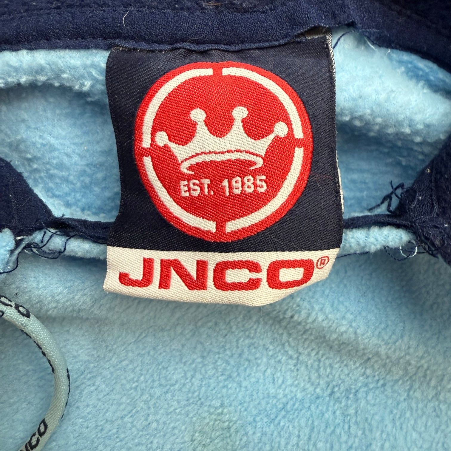 Vintage Y2K JNCO Crown Logo Fleece Hoodie Baby Blue