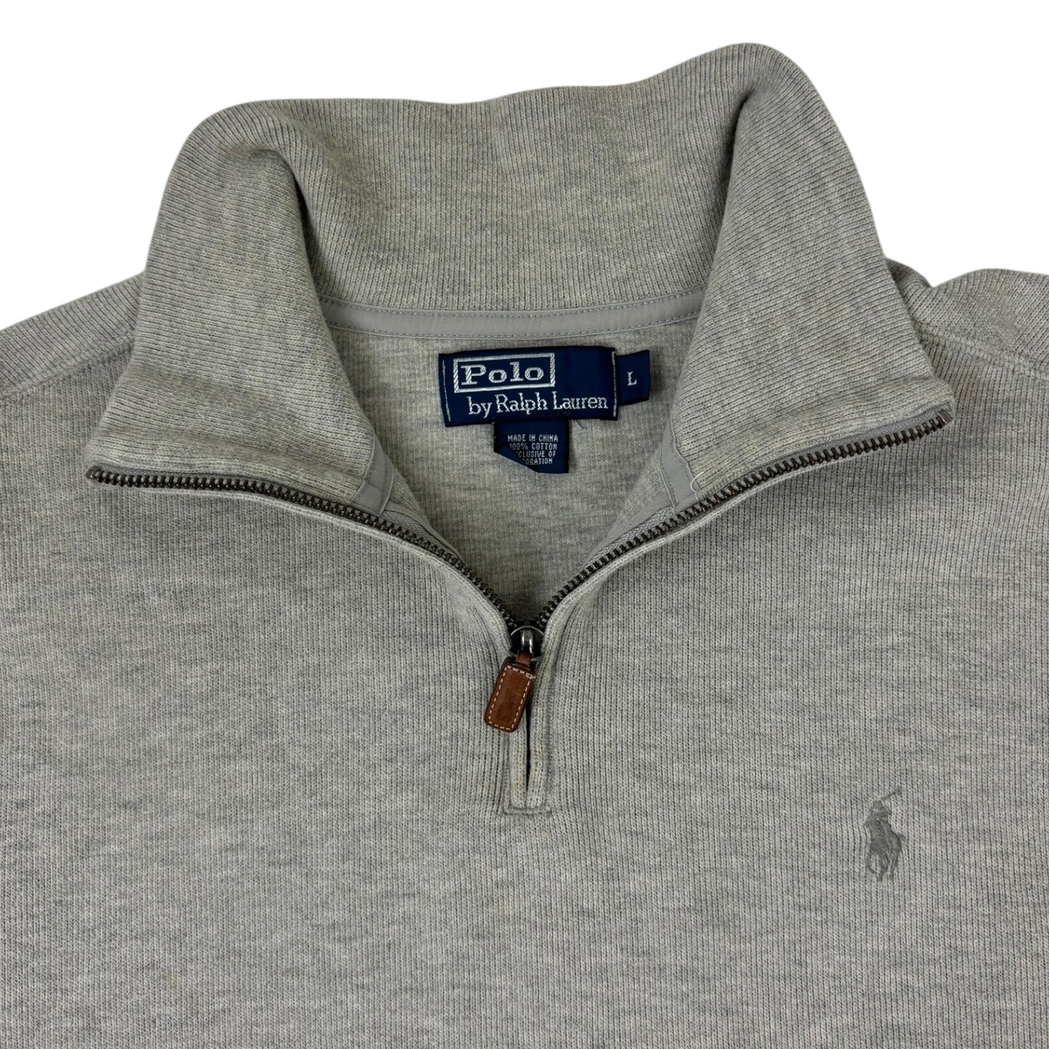 Vintage Polo Ralph Knit Quarter-Zip Sweater Grey